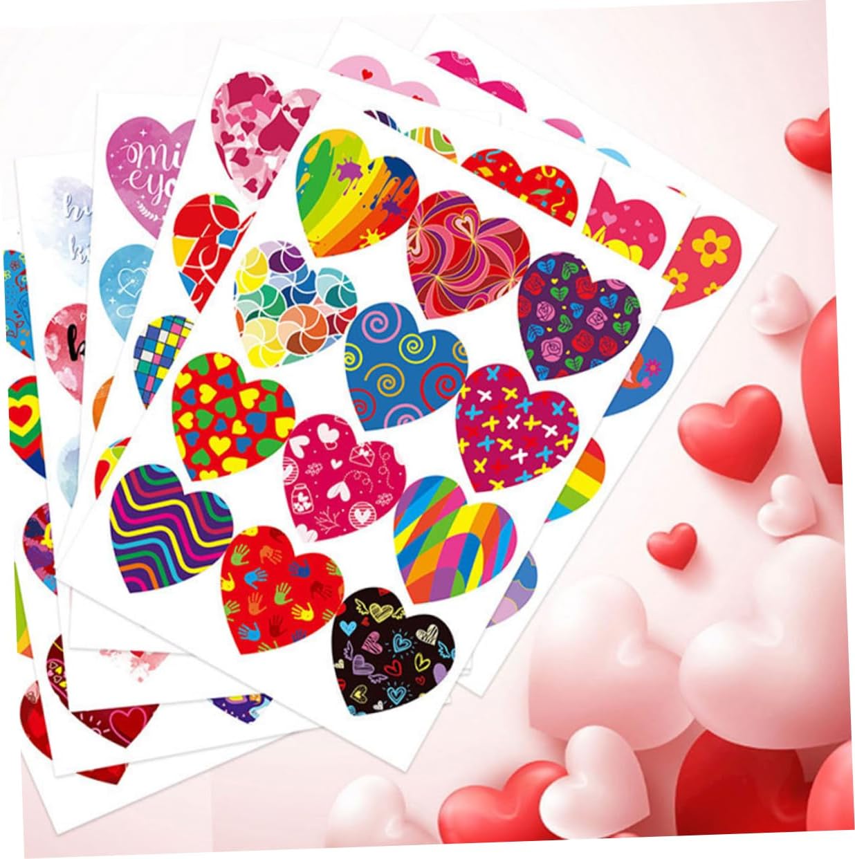 Abaodam 64 Sheets Heart Envelope Sticker Wedding Favors Decorative Stickers Wedding Stickers Gay Pride Gift Stickers Paper Hearts Cutouts Rainbow