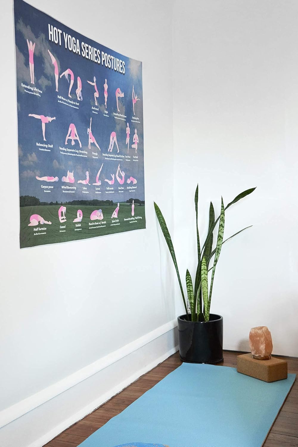 Póster grande de posturas de yoga Bikram  Tapiz para decoración de yoga caliente  Guía para principiantes para ejercicio efectivo de yoga, material