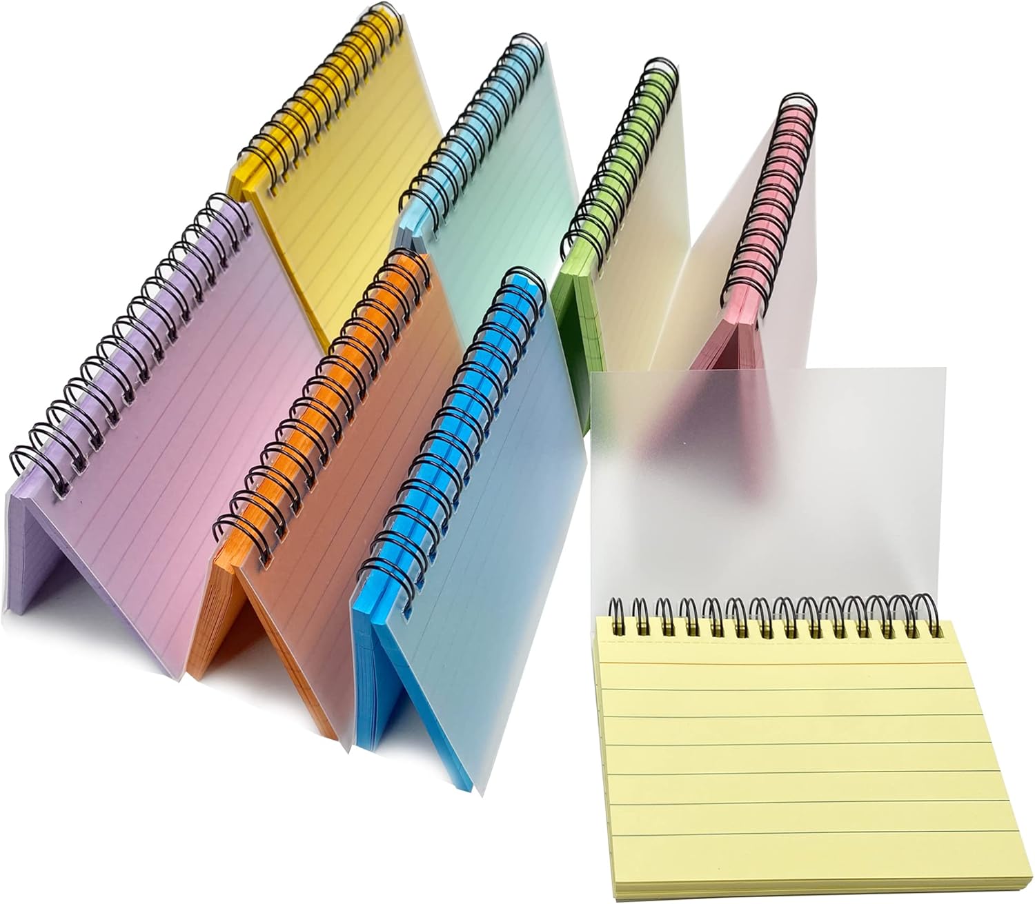 8 paquetes de tarjetas de índice, tarjetas de registro flash de revisión encuadernadas en espiral a rayas, papel para tomar notas, 8 colores, 5 x 3