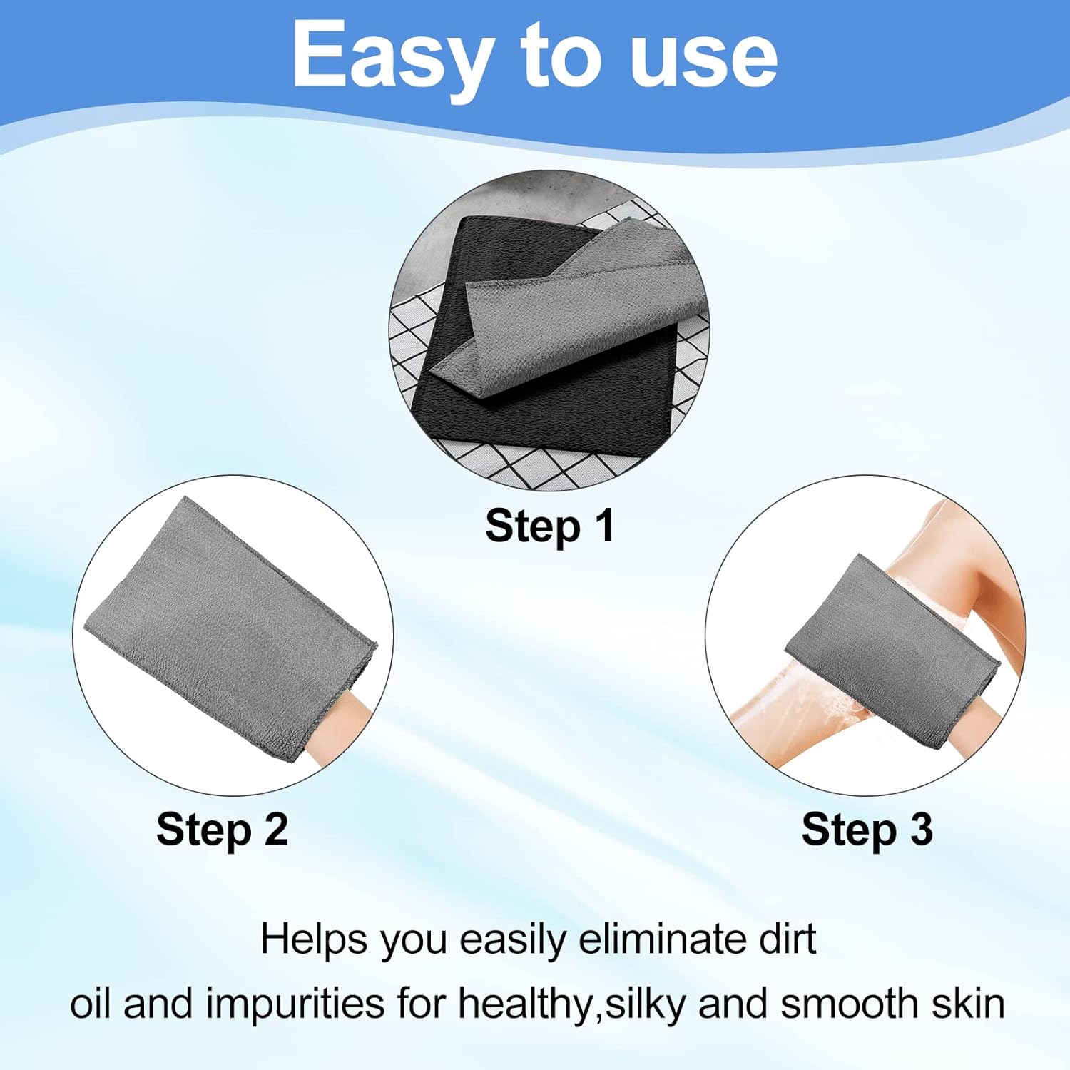 Tatuo 12 piezas de paño exfoliante corporal coreano, toalla italiana, estilo coreano, guante exfoliante estilo coreano, paño de limpieza corporal de