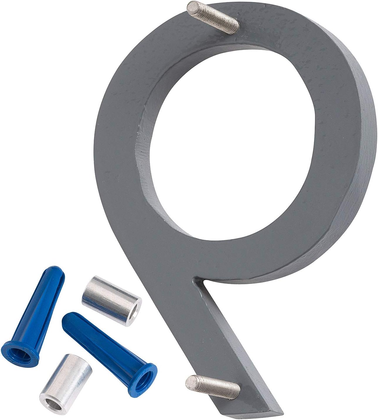 Montague Metal Products MHN-04-F-GY2-9 Solid Brushed Aluminum Modern Floating Address House Numbers, 4″, Satin Nickel Powder Coated Gray Two-Tone