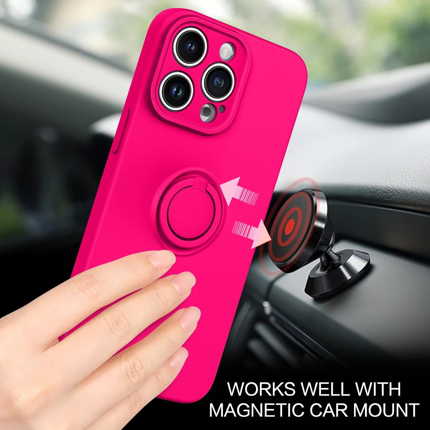 BENTOBEN Funda compatible con iPhone 15 Pro Max 2023, ajuste delgado, de silicona suave, goma de gel, soporte de anillo a prueba de golpes,