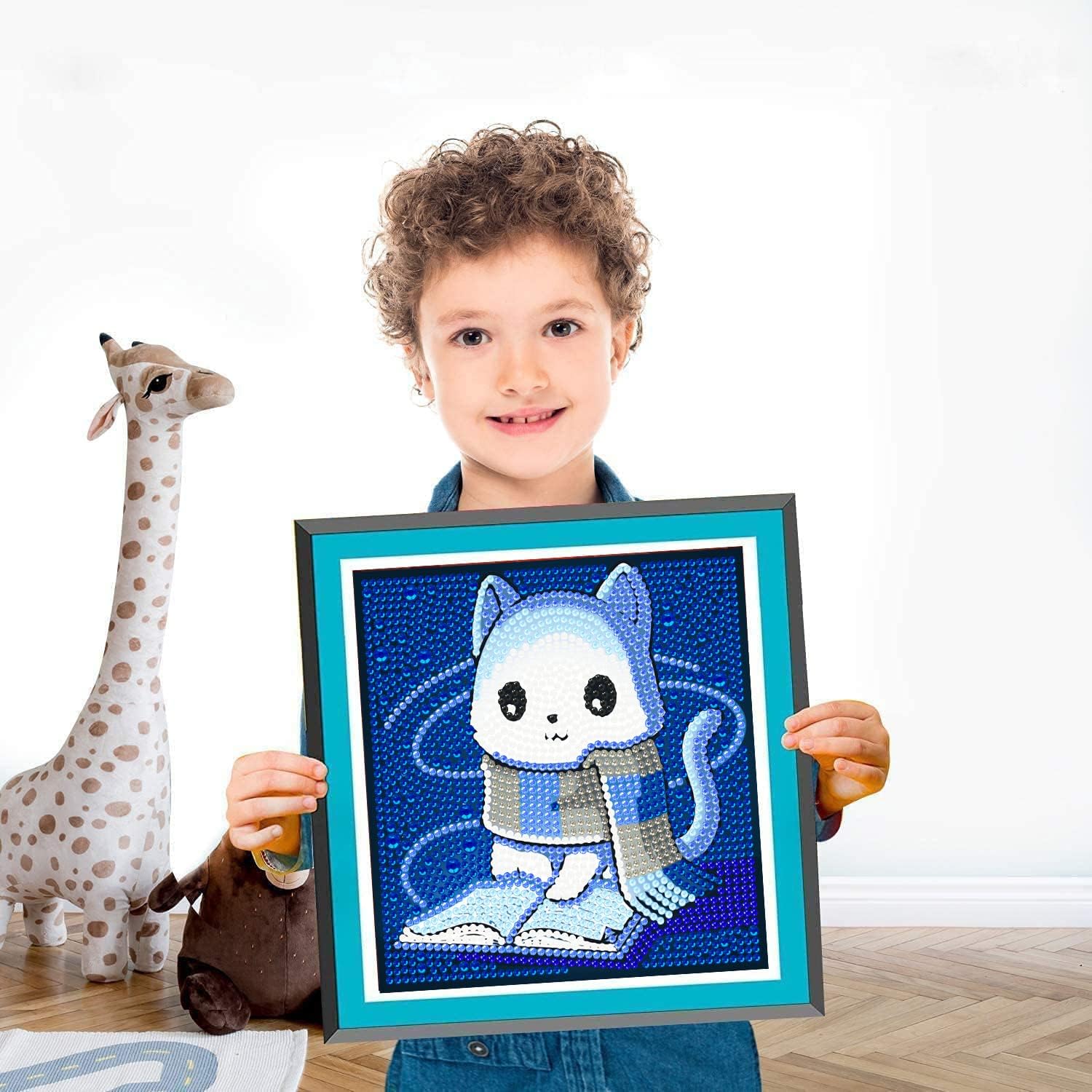 Eiazuiks Kits de pintura de diamantes para niños, 4 paquetes de dibujos animados 5D de taladro completo de diamantes de dibujos animados puntos para