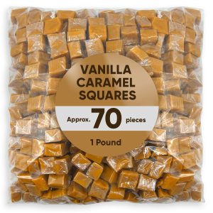 Caramelos cuadrados de caramelo de vainilla envueltos individualmente, 1 libra aproximadamente 70 caramelos derretidos, dulces de Navidad ideales Caramelos cuadrados de caramelo de vainilla envueltos individualmente, 1 libra aproximadamente 70 caramelos derretidos, dulces de Navidad ideales