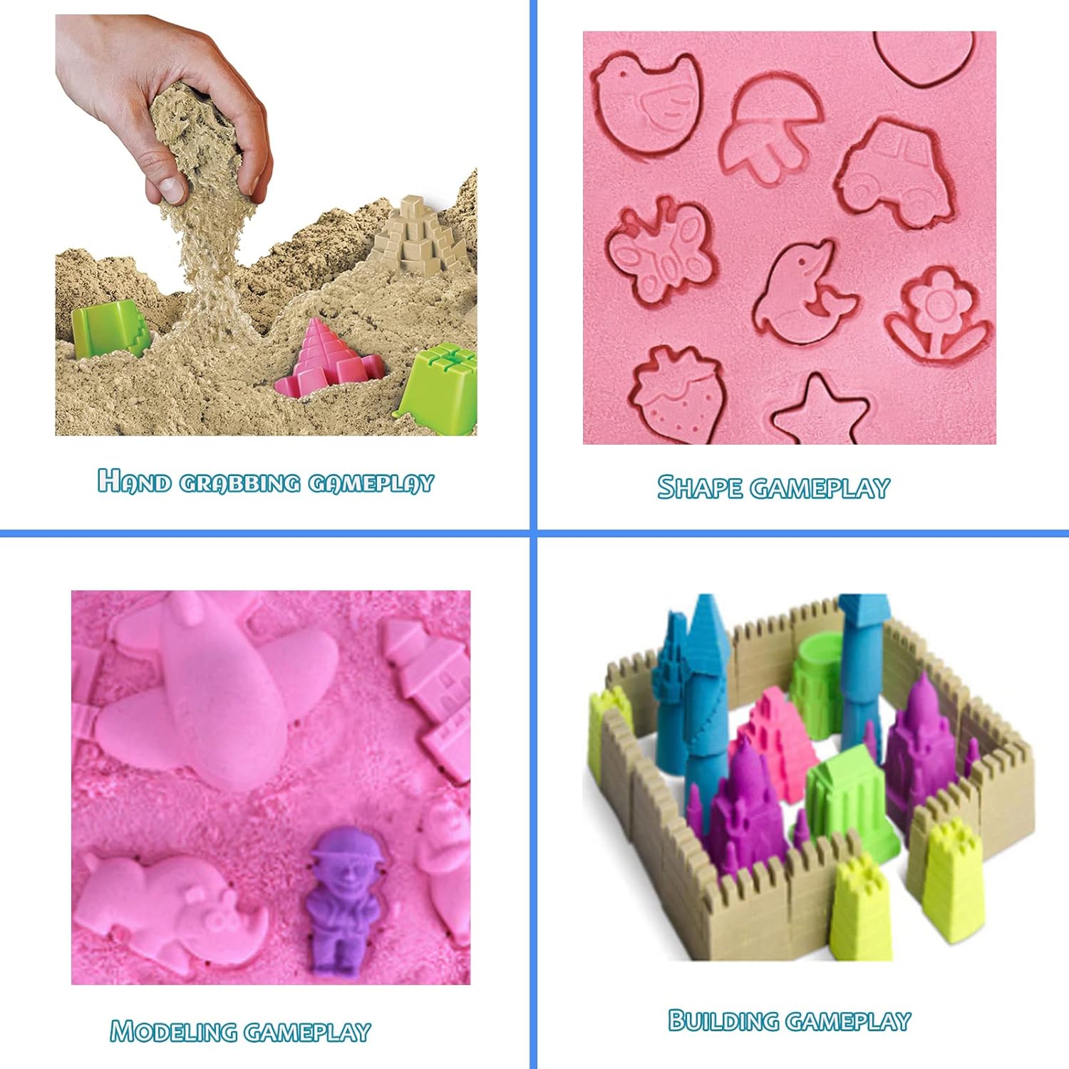 BEMYWJ Arena de juego para niños, la original arena sensorial moldeable, arena de potencia de 2.2 lbs, arena de algodón, moldea y creación de bolsa