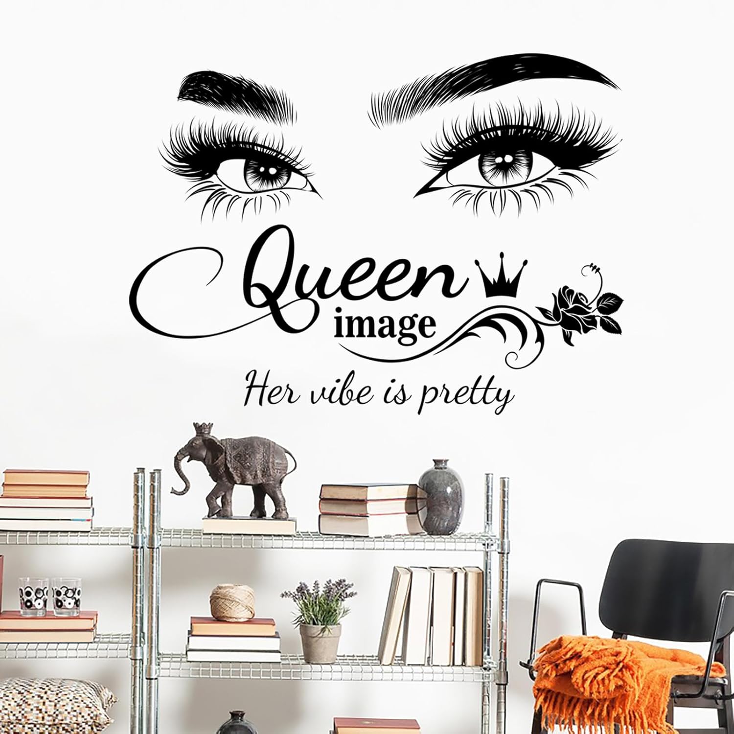 Dechom Queen Vibes – Calcomanías de pared con citas inspiradoras, ojos sexys, palabras motivacionales, calcomanías de pared para mujeres y niñas,