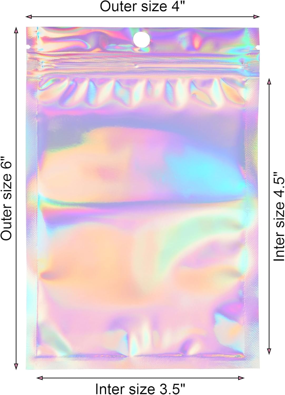 100 bolsas de embalaje holográficas resellables para pequeñas empresas, bolsas de muestra de aluminio, bonitas bolsas de almacenamiento a prueba de