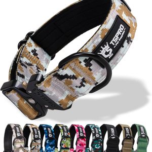 TSPRO Collar de perro de camuflaje de alta calidad con parche de bandera de Estados Unidos, collar grueso para perro ajustable, resistente y de TSPRO Collar de perro de camuflaje de alta calidad con parche de bandera de Estados Unidos, collar grueso para perro ajustable, resistente y de