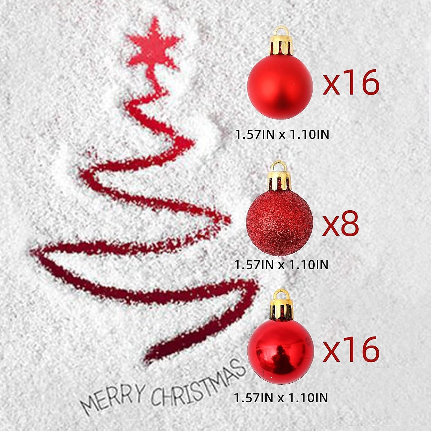 Bolas de Navidad para decoración de 160 piezas (1.18 pulgadas), colgante de Navidad para árbol de Navidad, bola de decoración festiva de boda (rojo)