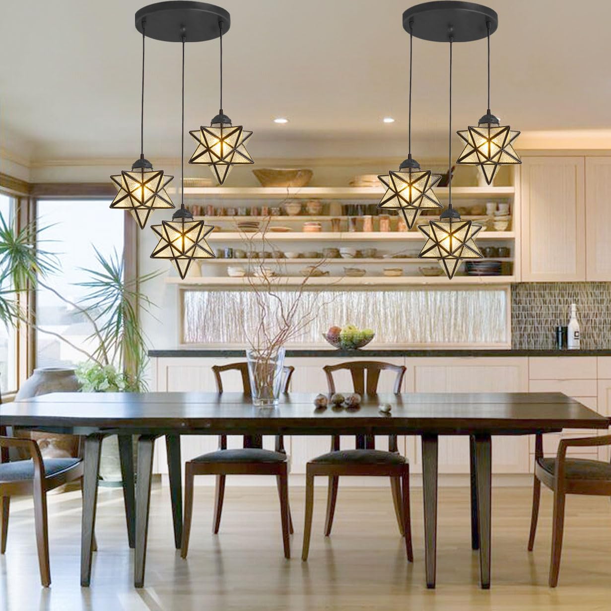 Candelabros modernos de mediados de siglo para comedor, luces colgantes de estrellas, lámparas LED para dormitorio, entrada, pasillo, cocina,