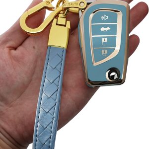 Funda para llavero Toyota con llavero, protector de TPU suave a la moda, compatible con Camry LESE, Corolla LESE Rav4 LE Flip Remote Smart Key Funda para llavero Toyota con llavero, protector de TPU suave a la moda, compatible con Camry LESE, Corolla LESE Rav4 LE Flip Remote Smart Key