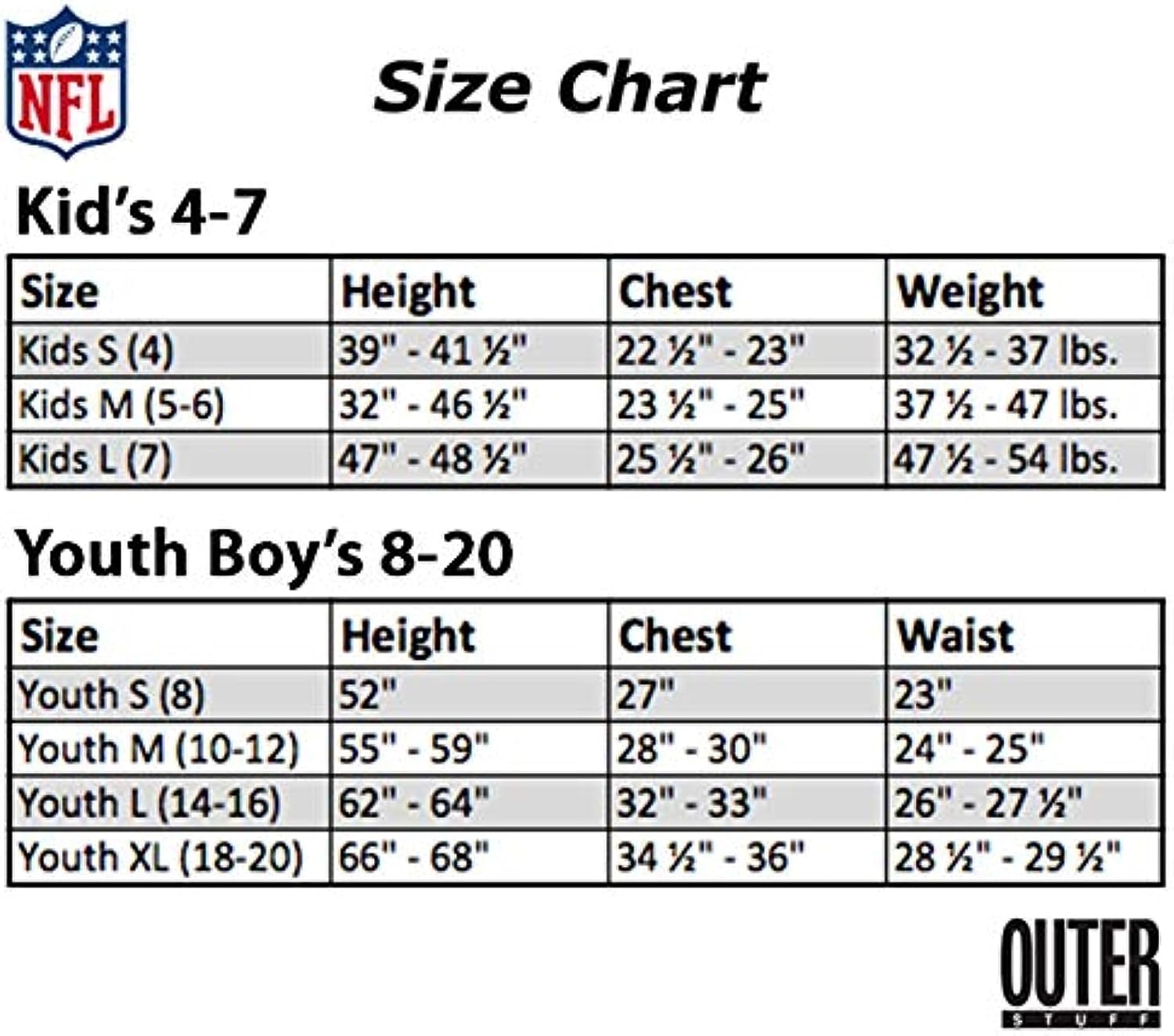 NFL – Camiseta de manga corta para niños y jóvenes de 8 a 20 años
