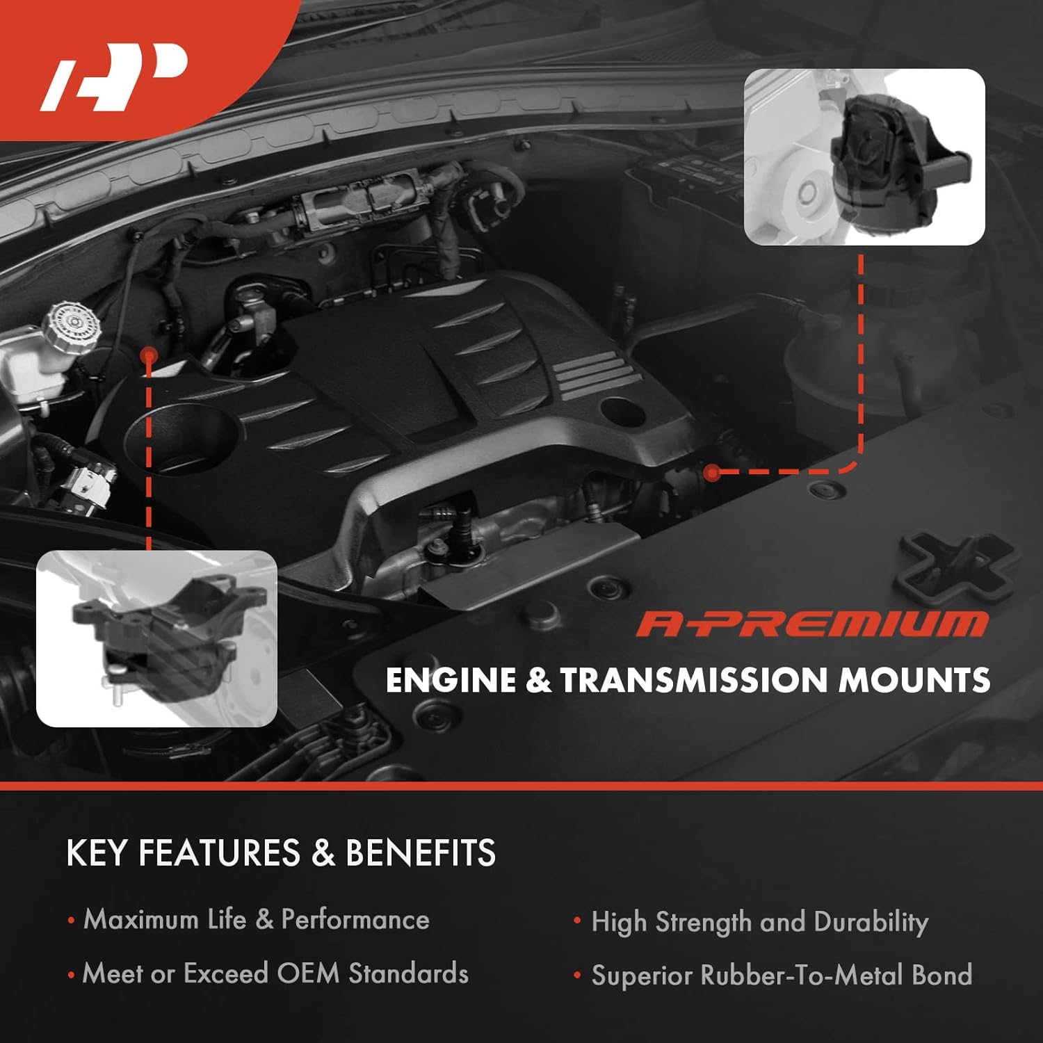 A-Premium Kit de montaje de motor y transmisión de 4 piezas compatible con Chevrolet Traverse 2009-2017 y GMC Acadia 2009-2016 y Buick Enclave y