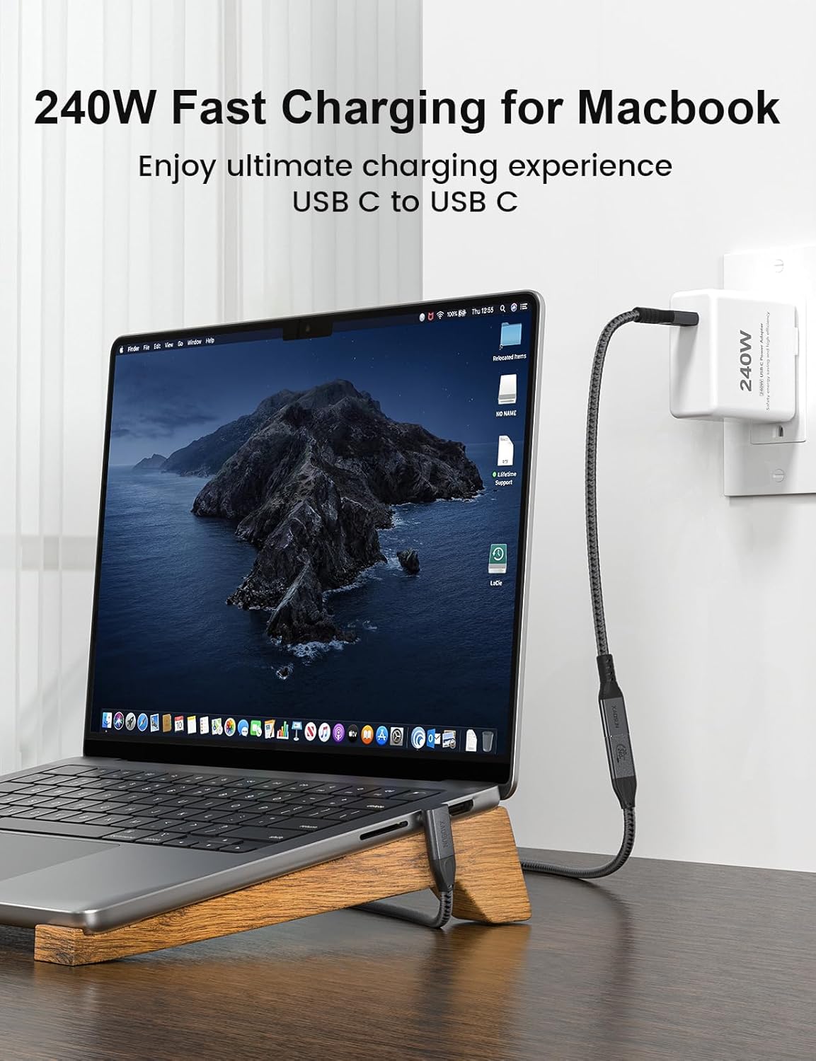 XAOSUN Cable de extensión USB C de 90 grados de 1.64 pies, extensor USB C 3.2 con carga de 240 W, cable de extensión tipo C compatible con
