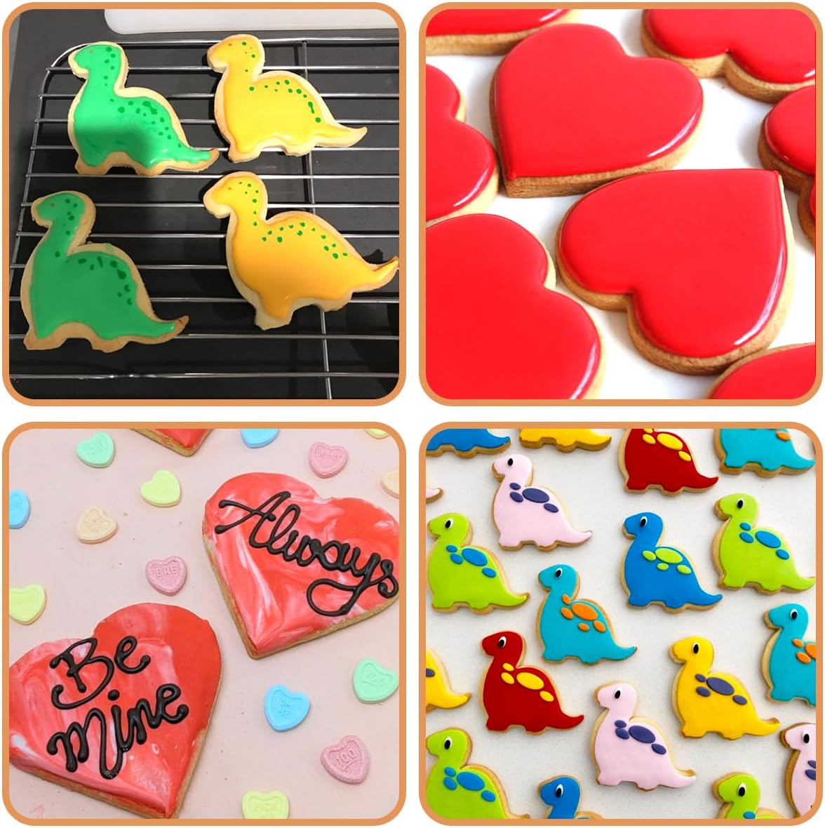 28 cortadores de galletas sándwich para niños con asa, grandes formas de dinosaurio, corazón, estrella, ratón, cortadores de fondant, 13 cortadores