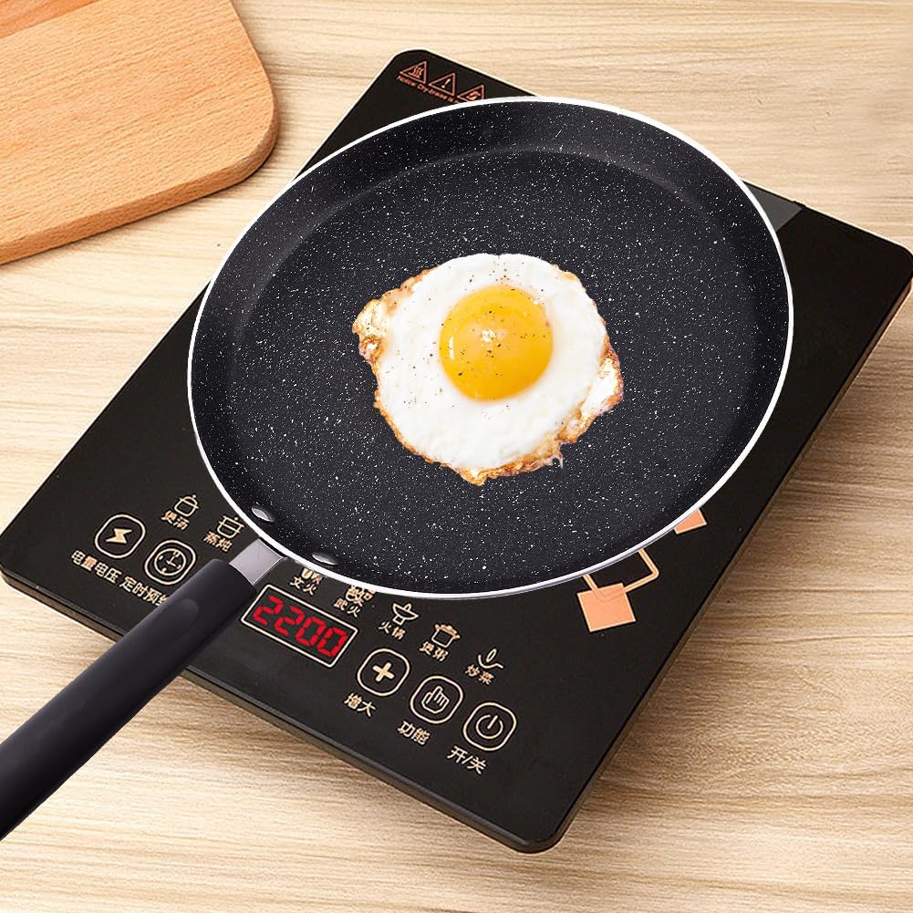 OTJENL Sartén antiadherente para crepes, sartén de 11 pulgadas con raspador y cepillo de aceite, sartén para tortillas, para cocinar huevos, freír,