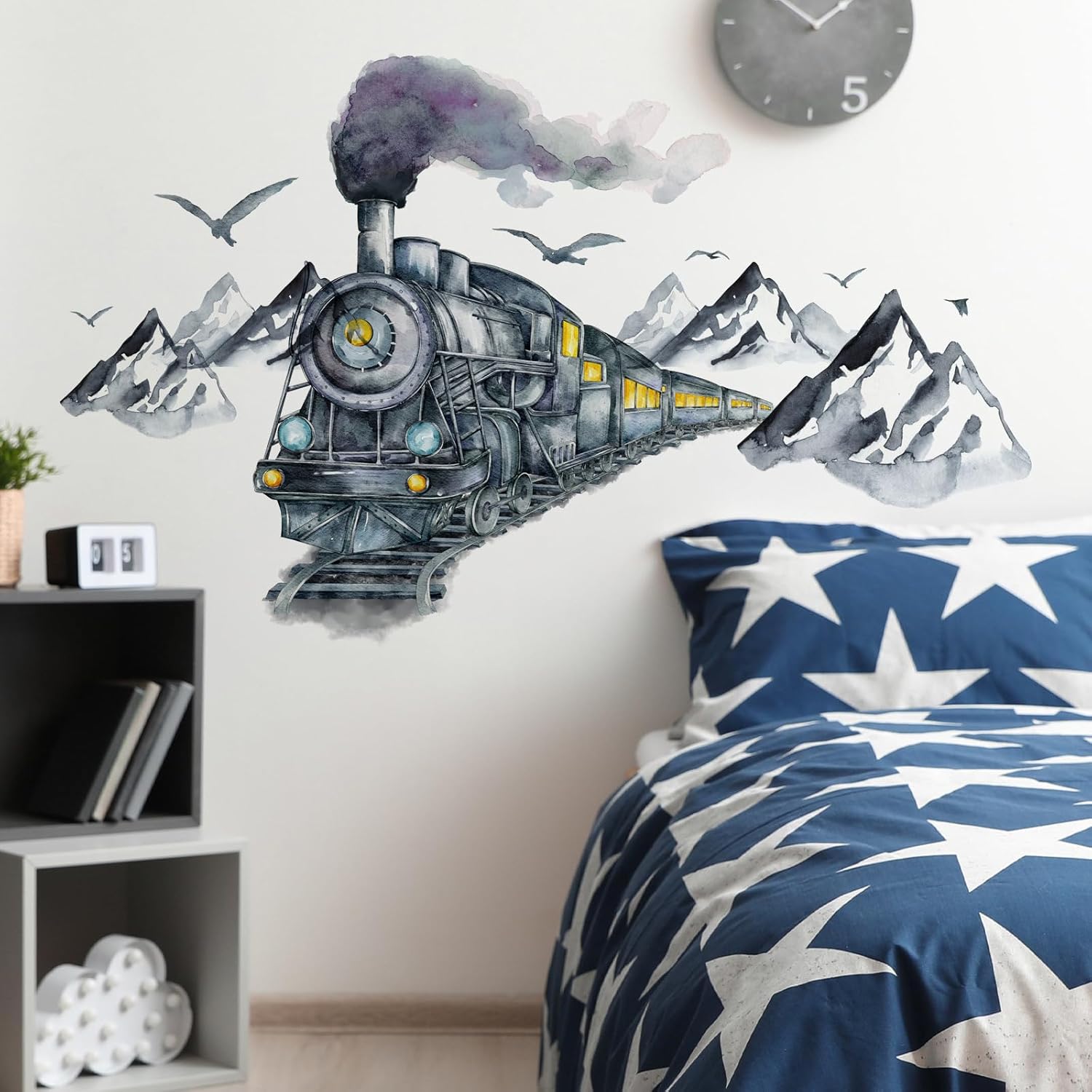 Calcomanías de pared de automóvil de tren de tinta, calcomanías de pared 3D, autoadhesivas, removibles, decoración de pared mural para habitación de