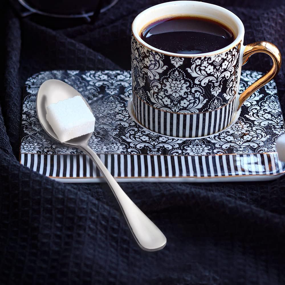 Juego de 24 tenedores pequeños para aperitivos y cucharas demitasse de acero inoxidable, de 5.4 pulgadas, para ensalada, postre, café, cóctel,