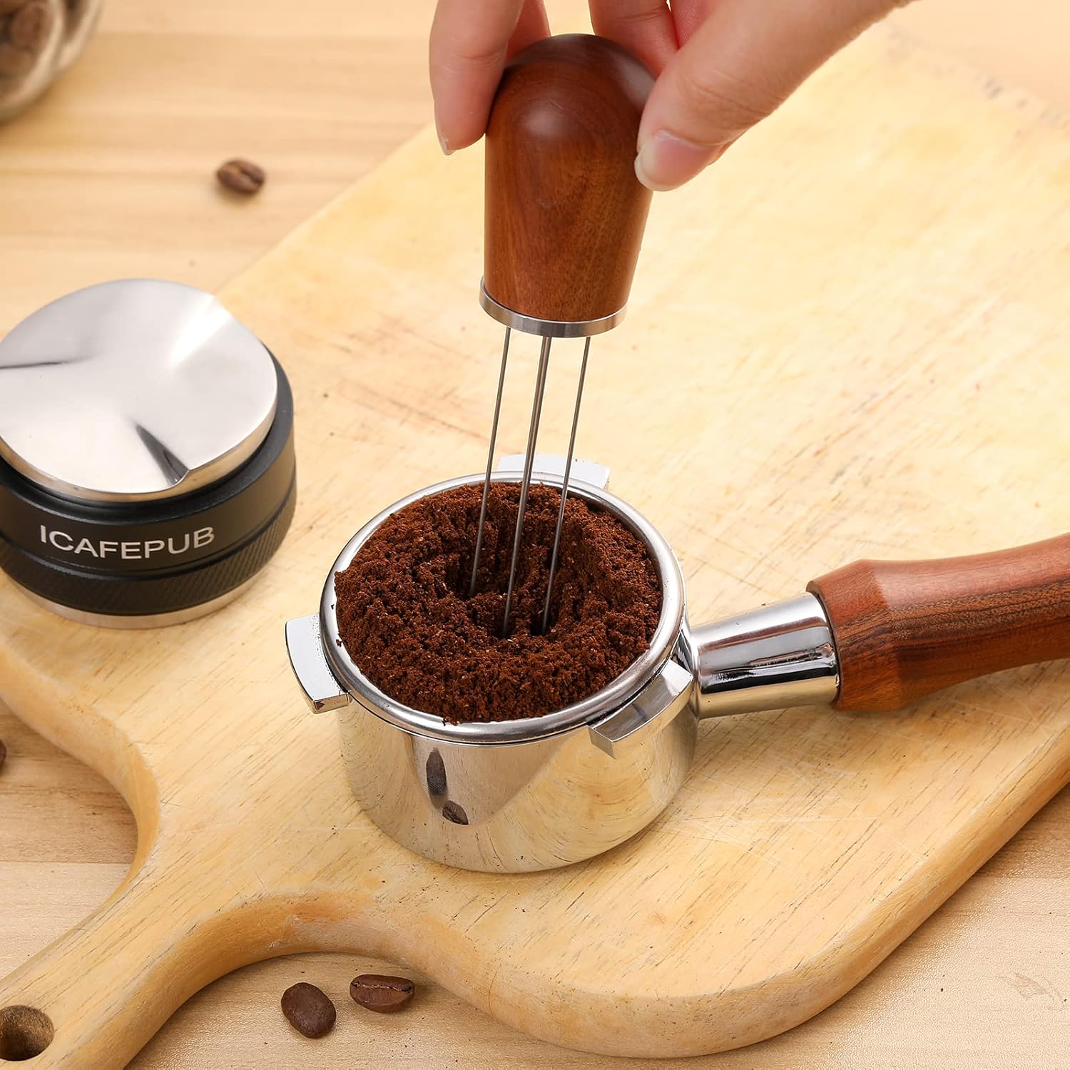 Agitador de café expreso, herramienta WDT, agitación de café en polvo para distribución de espresso, distribuidor de café, mango y soporte de