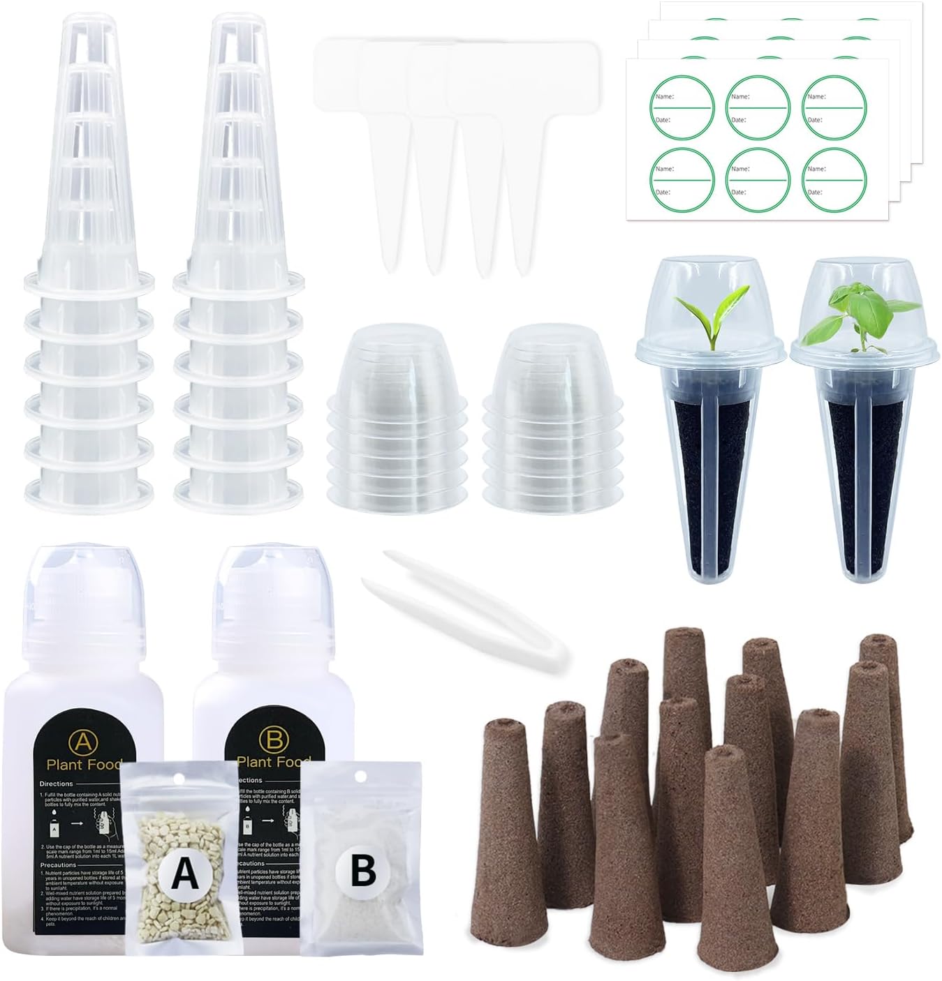 Kit de 77 cápsulas de semillas para Aero Garden y todo el sistema hidropónico, kit Oliz Grow Anything con 12 esponjas de cultivo, 12 cestas de