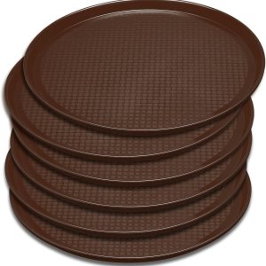 6 bandejas redondas de plástico para servir restaurante, bandejas de servicio de alimentos, superficie antideslizante, bandeja para camarero con 6 bandejas redondas de plástico para servir restaurante, bandejas de servicio de alimentos, superficie antideslizante, bandeja para camarero con