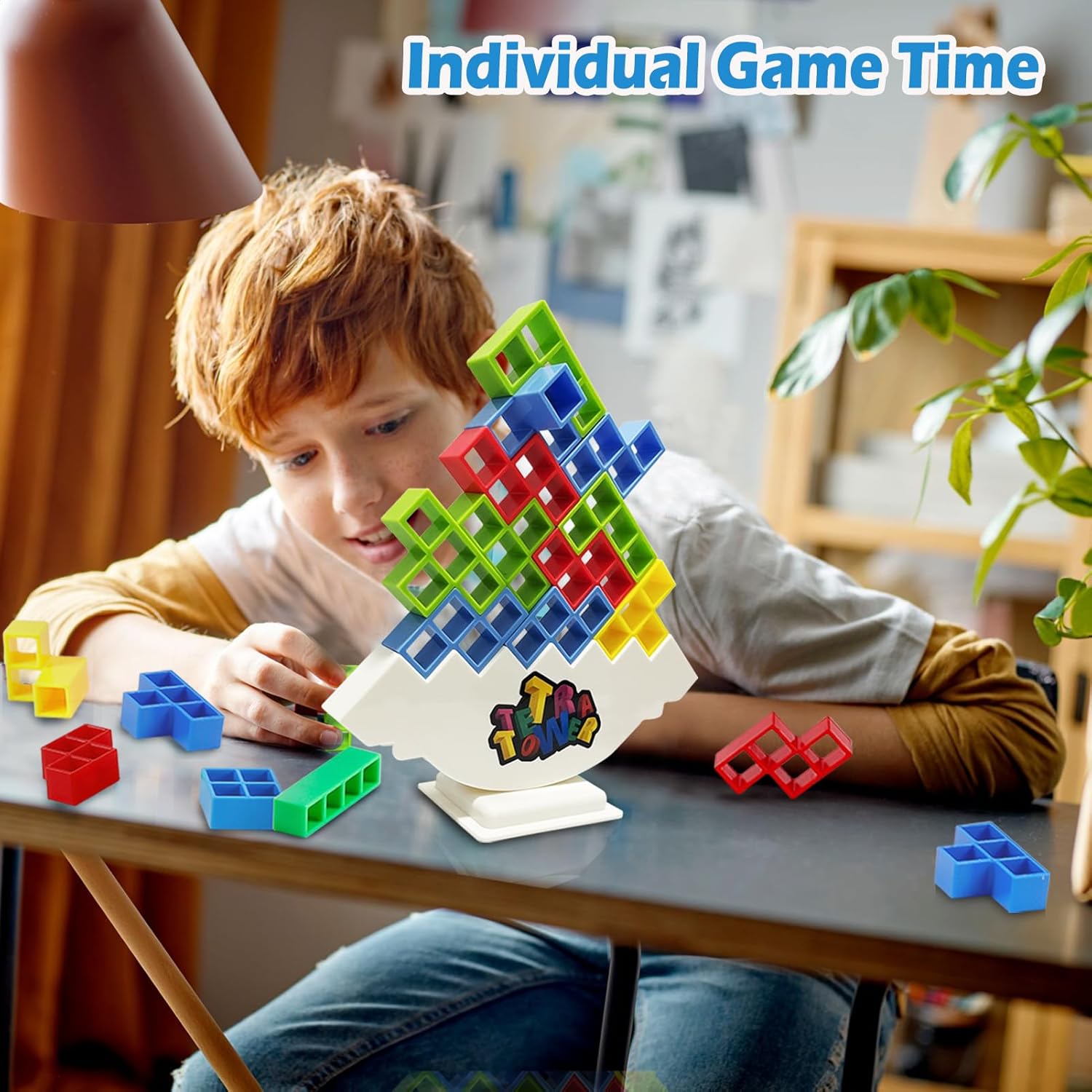 Equilibrio y diversión juego de bloques apilables Tetra Tower para niños y adultos, perfecto para la familia, fiestas, viajes (32 piezas)