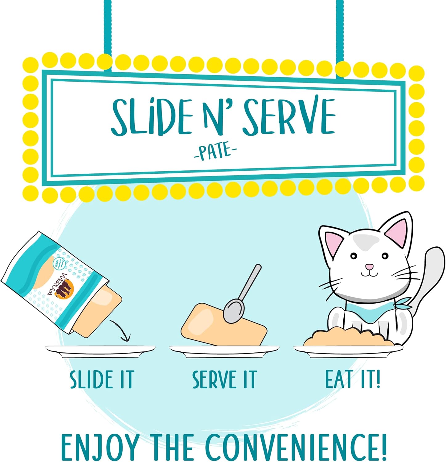 Weruva Slide N’ Serve Paté, alimento húmedo para gatos, Let’s Make a Meal, cena de cordero y caballa, bolsa de 2.8 oz (80 g) (paquete de 12)