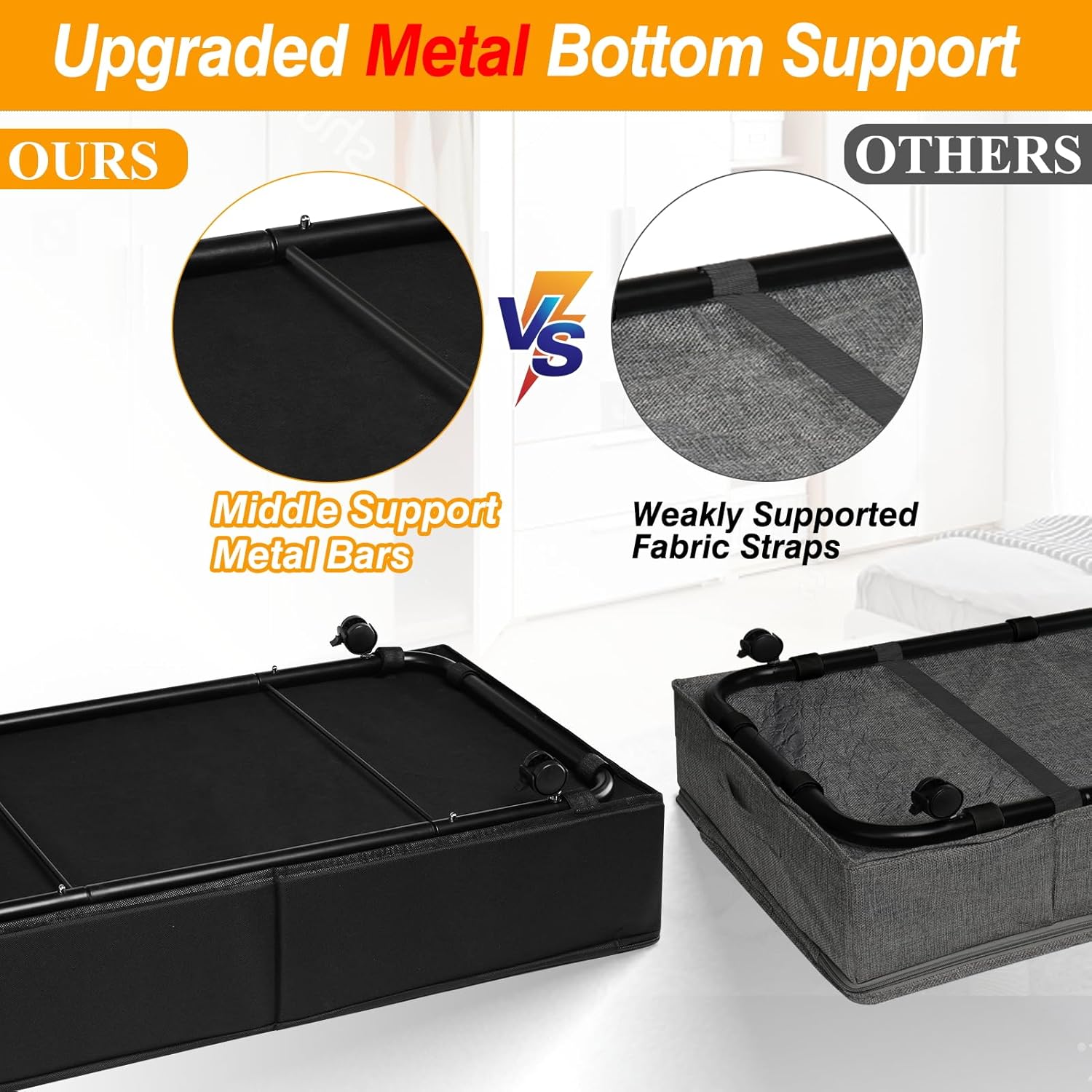 punemi Almacenamiento debajo de la cama con ruedas y divisores ajustables, 31.5 x 17 x 7.9 pulgadas de alto debajo de la cama 50L con ventana