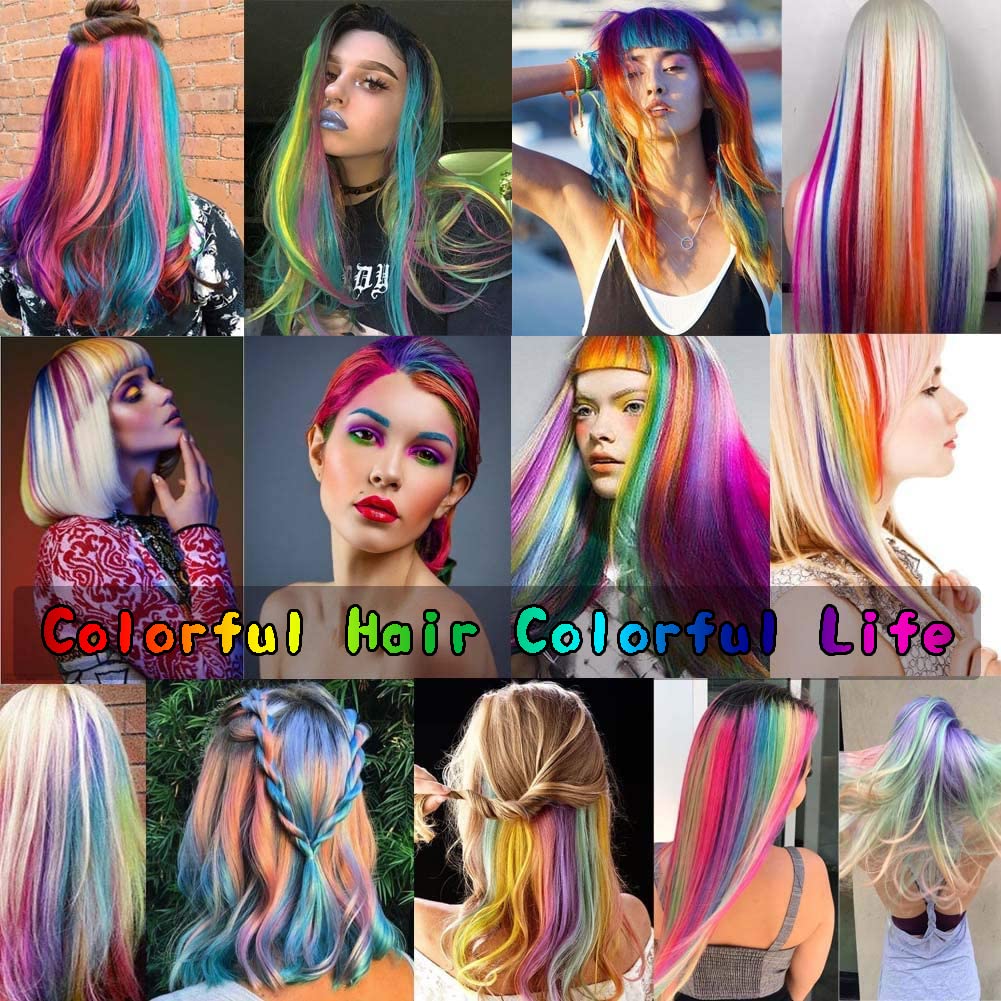 Extensiones de cabello sintético con clip de color de 20 pulgadas, 10 piezas de cabello lacio para fiesta, color azul marino