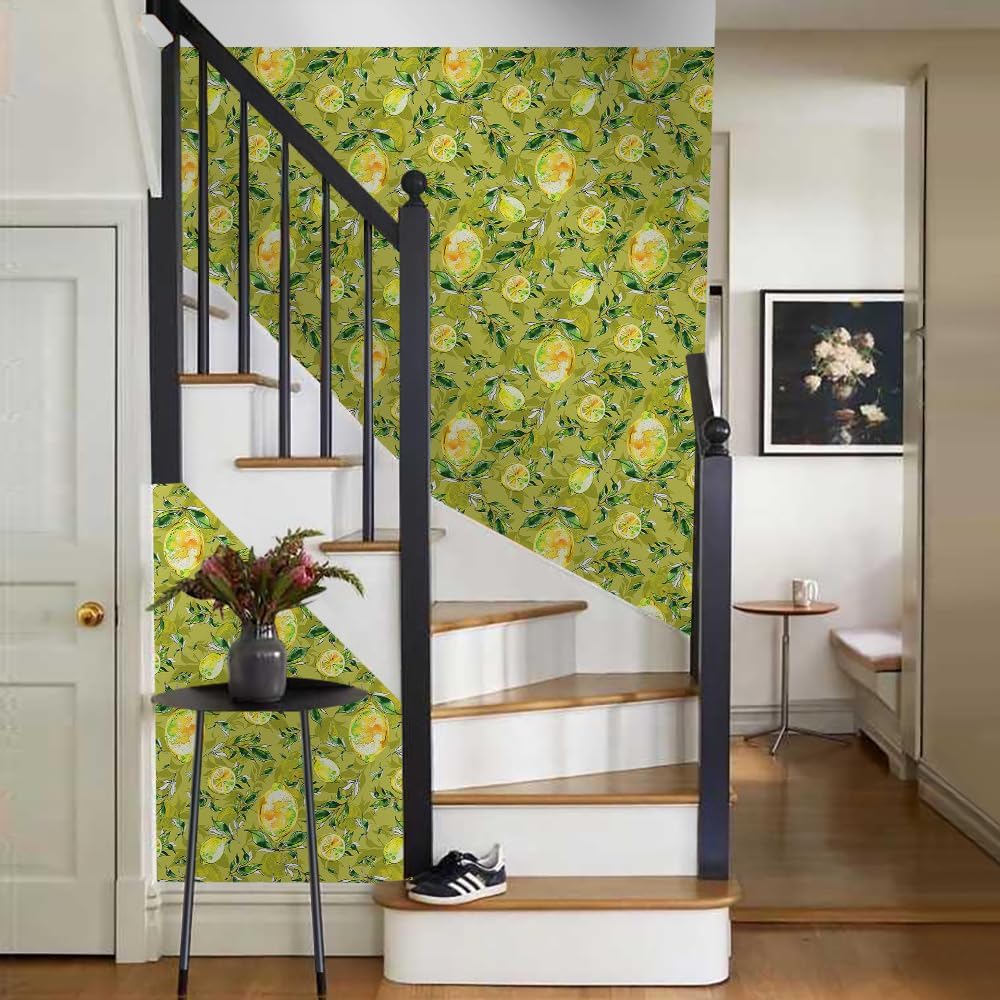 Papel tapiz autoadhesivo de 18 x 236 pulgadas, color amarillo, extraíble, fácil de despegar, para cocina, dormitorio, baño, inquilino