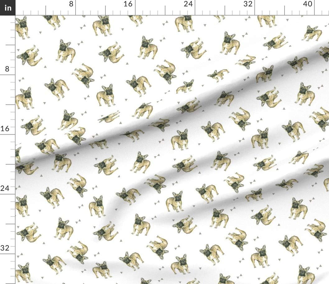 Spoonflower Tela  Bulldogs franceses Bulldog francés perro cachorro impreso en pétalo, tela de algodón de la firma Fat Quarter  costura acolchado