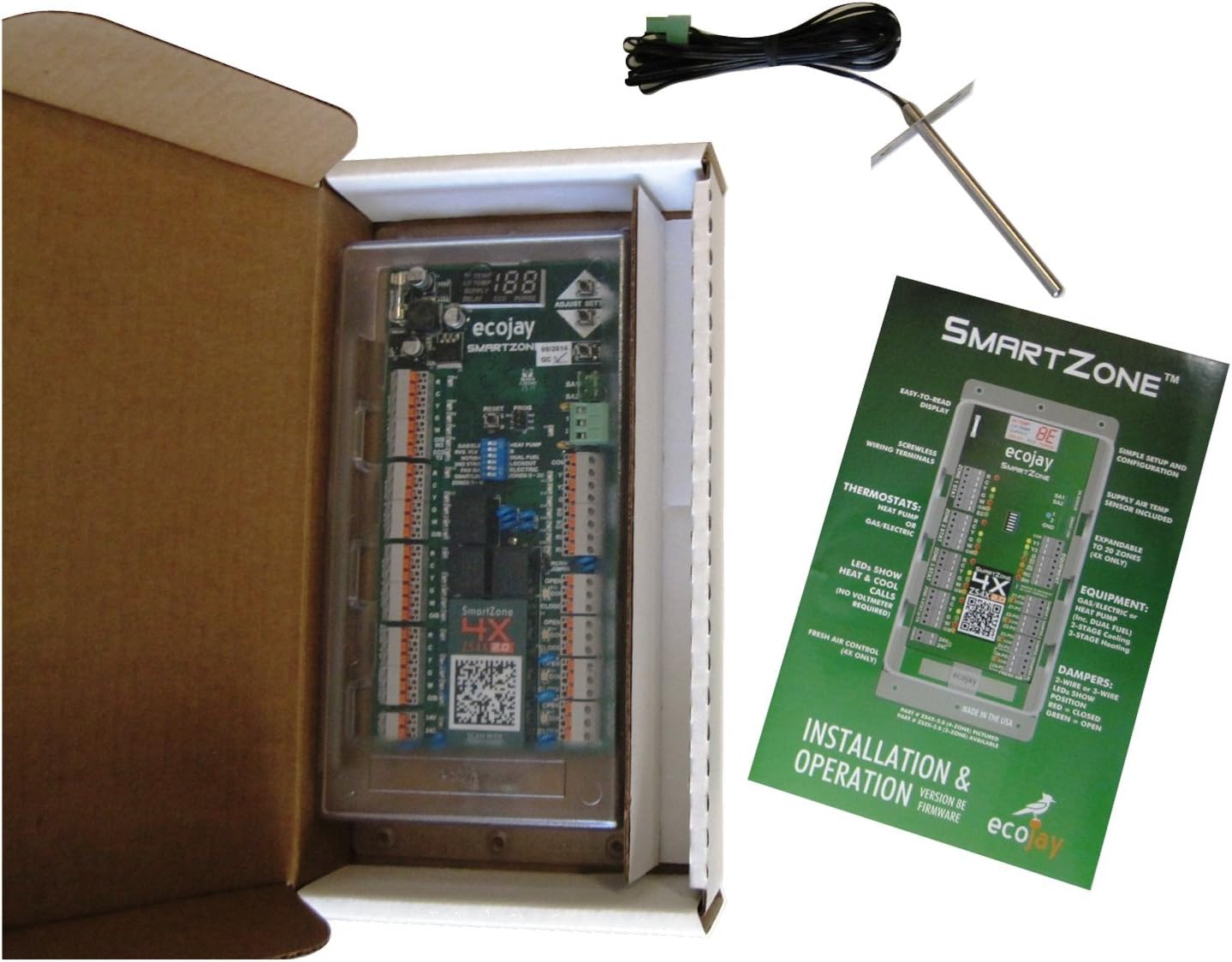 Juego de controlador de 4 zonas con sensor de temporizador SmartZone-4X Control, repuesto universal para Honeywell, paneles de zonación, truezone