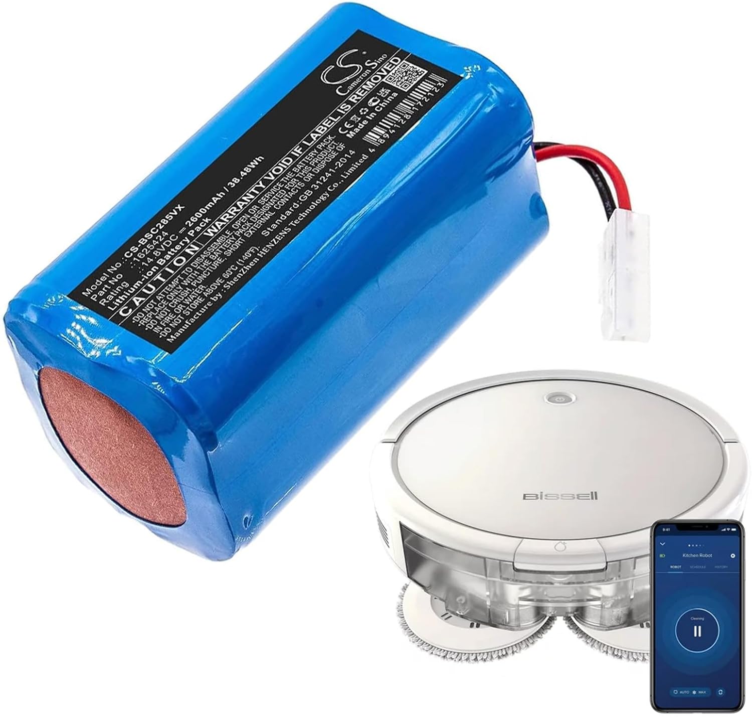 Batería de vacío Bissell de 14.8 V 2600 mAh, batería de repuesto de iones de litio para aspiradoras robóticas Bissell 2859, 3115, aspiradora