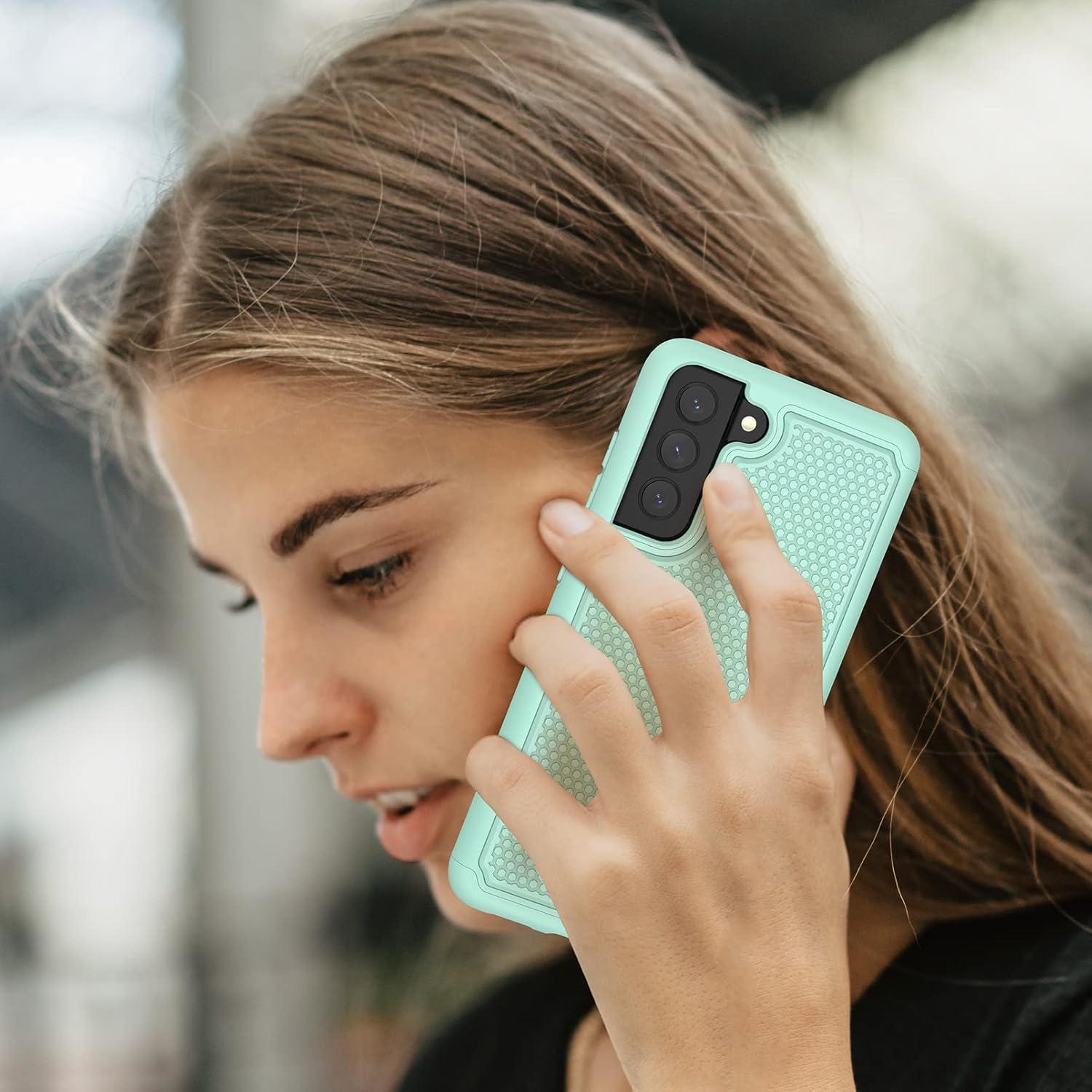 JXVM Funda para Samsung Galaxy S21 FE funda protectora de doble capa resistente para teléfono celular, a prueba de golpes, con parte trasera