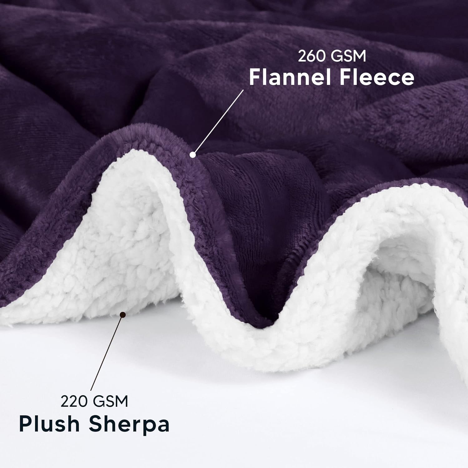 Utopia Bedding Sherpa – Sábana reversible de franela, Lana, Ciruela, gemelo