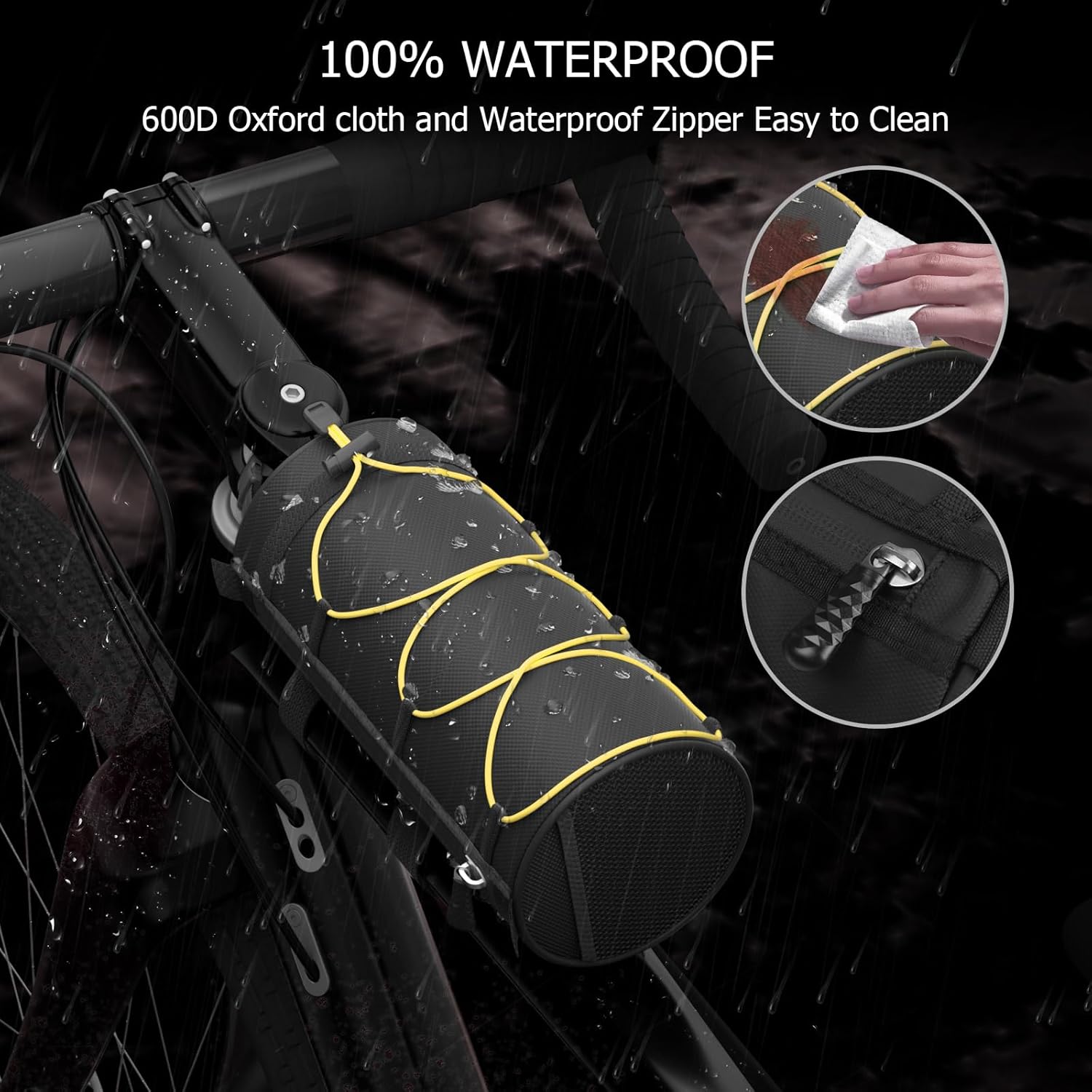 Bolsa para manillar, bolsas de bicicleta para bicicletas, bolsa de marco de bicicleta, bolsa de almacenamiento para bicicleta con cremallera