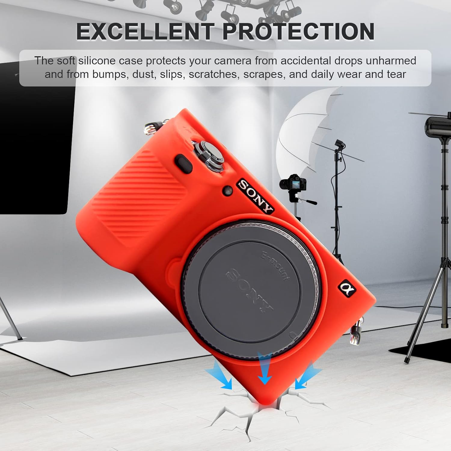Easy Hood Funda para cámara digital Sony Alpha A6500 ILCE-6500, carcasa de silicona suave antiarañazos, cubierta protectora de piel (rojo)