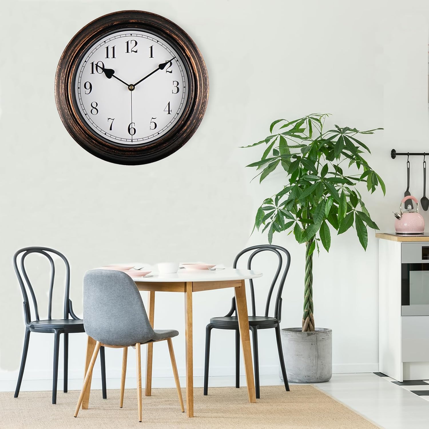 Reloj de pared retro, reloj clásico vintage silencioso sin tictac de 10 pulgadas, fácil de leer, reloj de cuarzo de calidad que funciona con pilas,