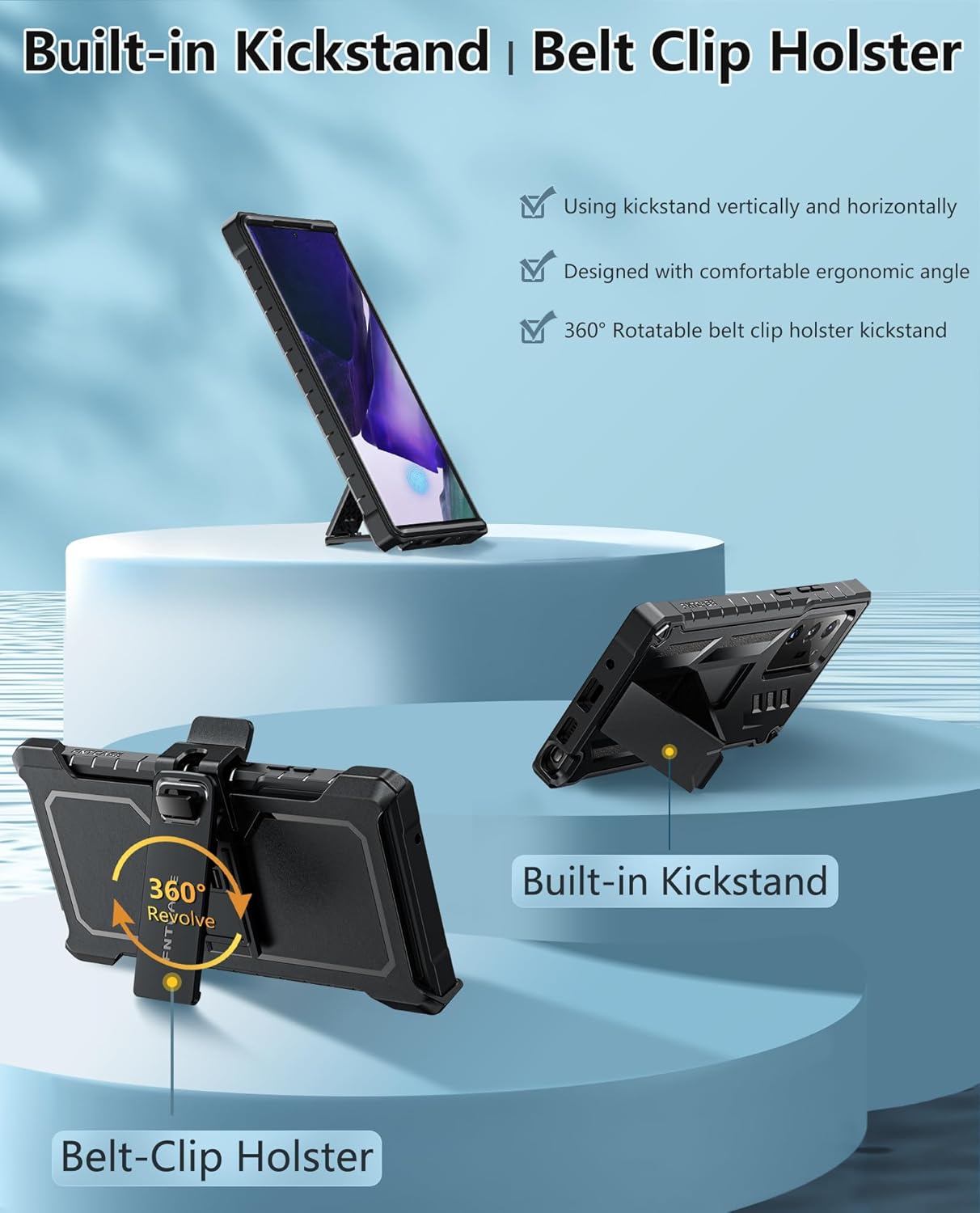 FNTCASE Funda para Samsung Galaxy Note-20-Ultra funda resistente de grado militar para teléfono celular con soporte  Protección TPU a prueba de