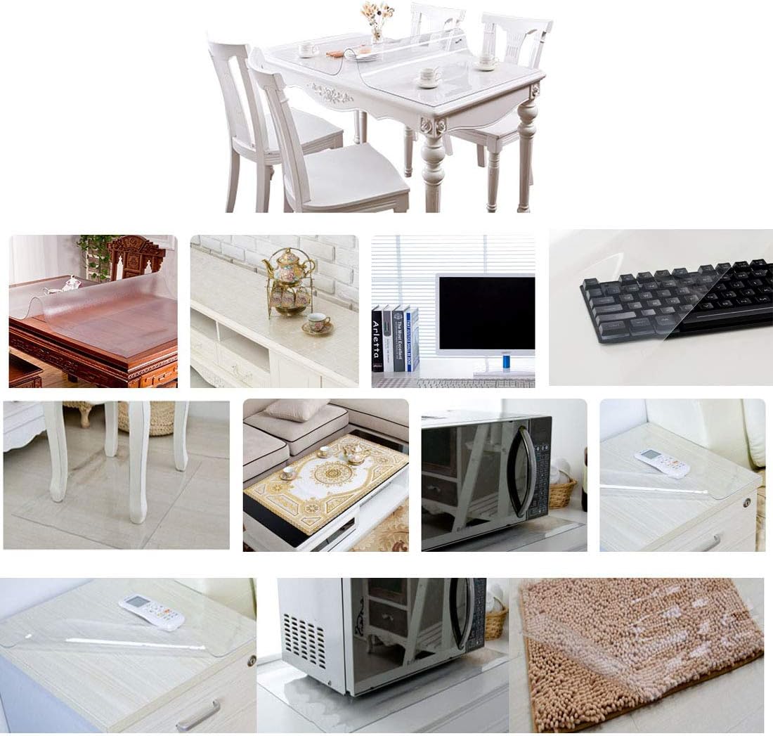 Mantel de PVC transparente, impermeable, de vidrio suave, transparente, cubierta de mesa, lavable, a prueba de aceite, para mesa de comedor,