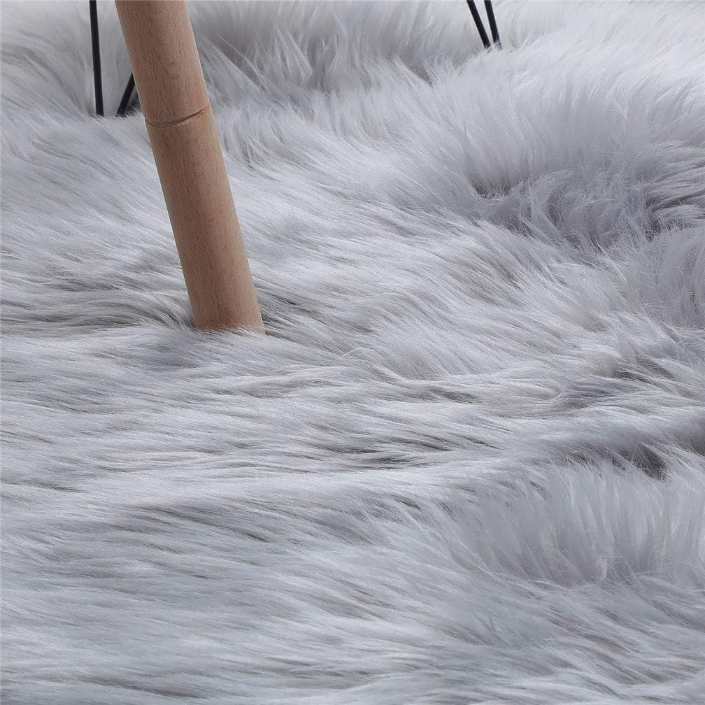 Alfombra rectangular suave de piel de oveja sintética, funda de silla, cojín de asiento de piel mullida, alfombra decorativa para dormitorio, sala