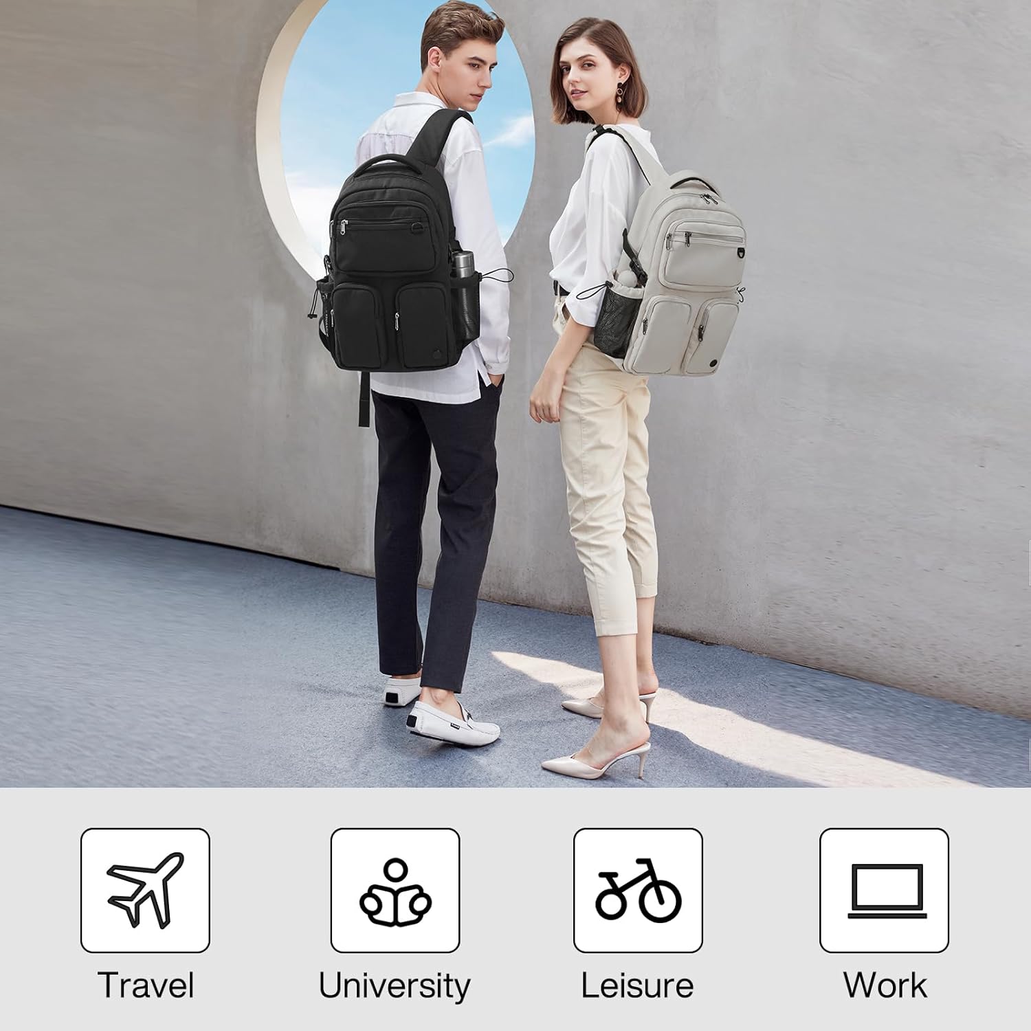 mixi Travel Laptop Backpack, Lightweight Durable School Bookbag Men Woman 15.6″ Computer Bag, Water Resistant Outdoor Hiking Backpacks With