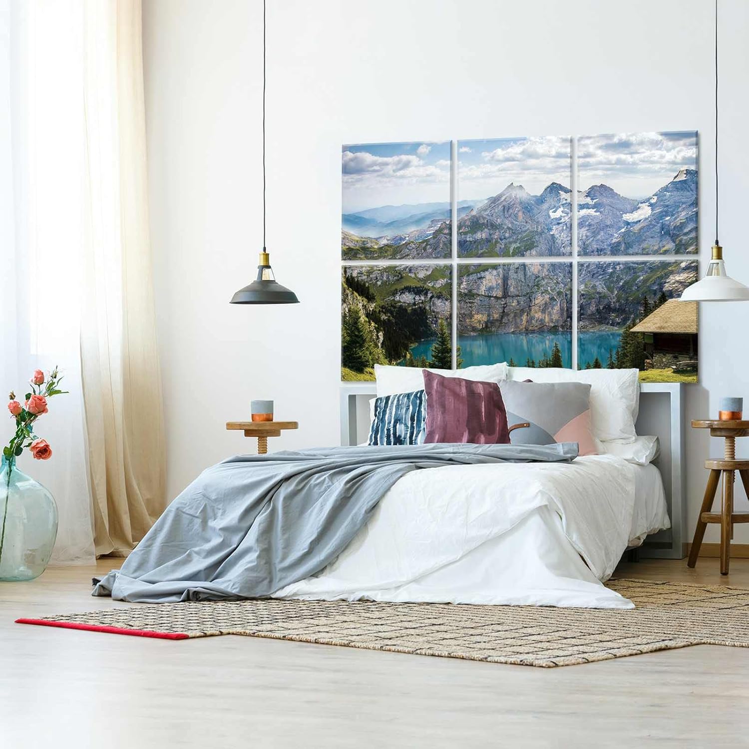 Paneles acústicos artísticos, paquete de 6 pinturas autoadhesivas de pared grandes para decoración de pared, paneles absorbentes de sonido para