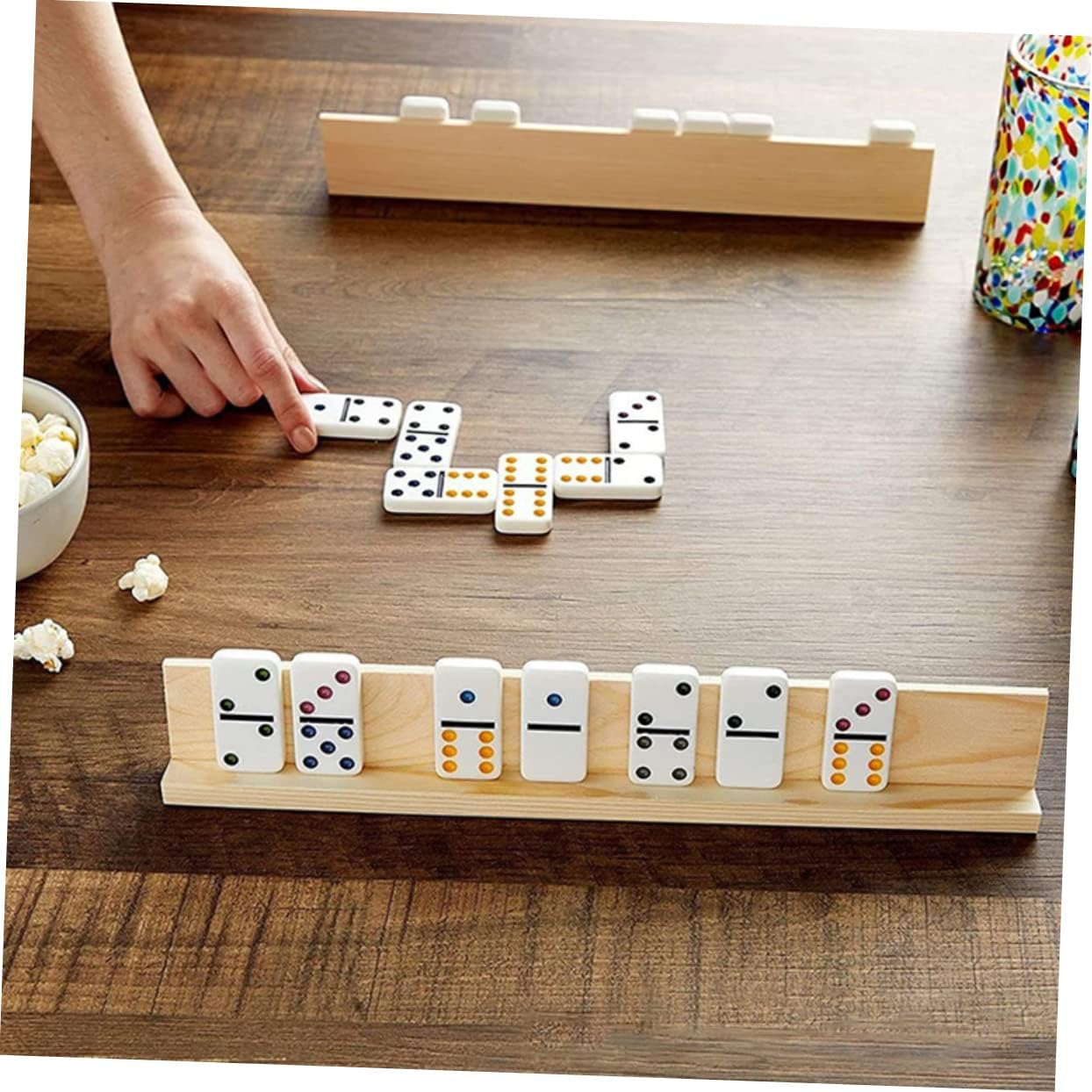 8 unids Mexican Train Rack Mahjong Organizador Mexicano Tren Dominó Racks aldult Juguetes Tablero de Ajedrez de Madera Niños Juego Juego DIY
