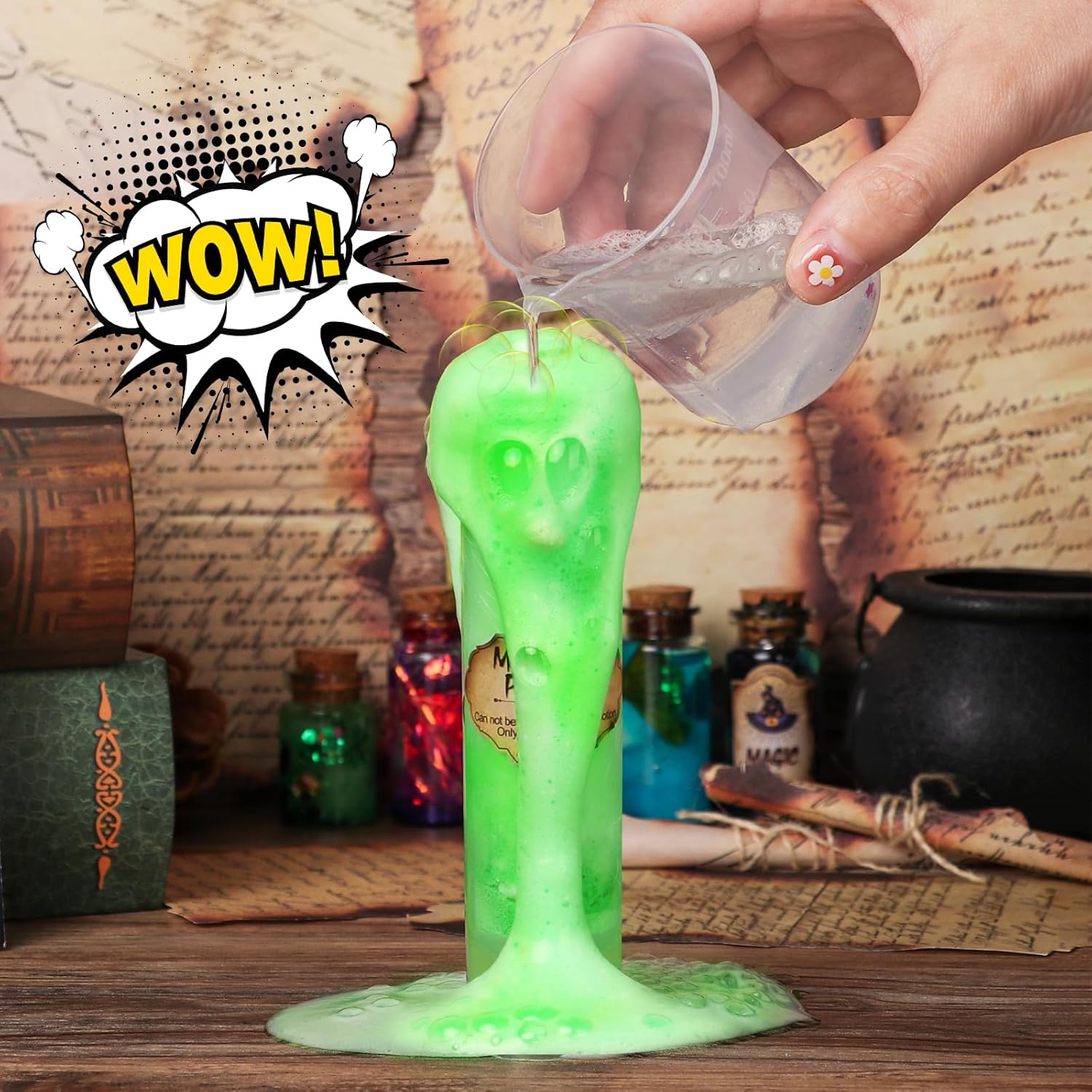 Alritz Kit de pociones misteriosas para niños, 20 botellas de poción de bruja de mezcla mágica, decoraciones para el día de la madre, mesa de