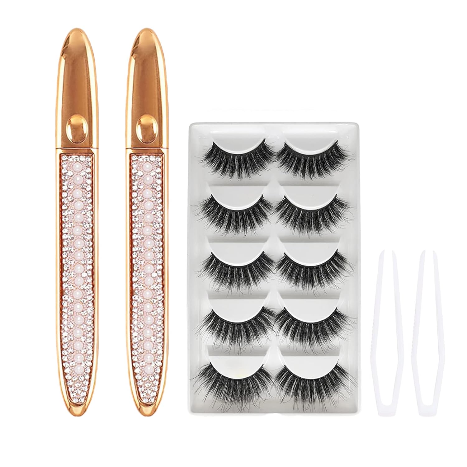 Lápiz de pegamento para pestañas delineador de ojos autoadhesivo, mágico, de larga duración, delineador de ojos (perla)