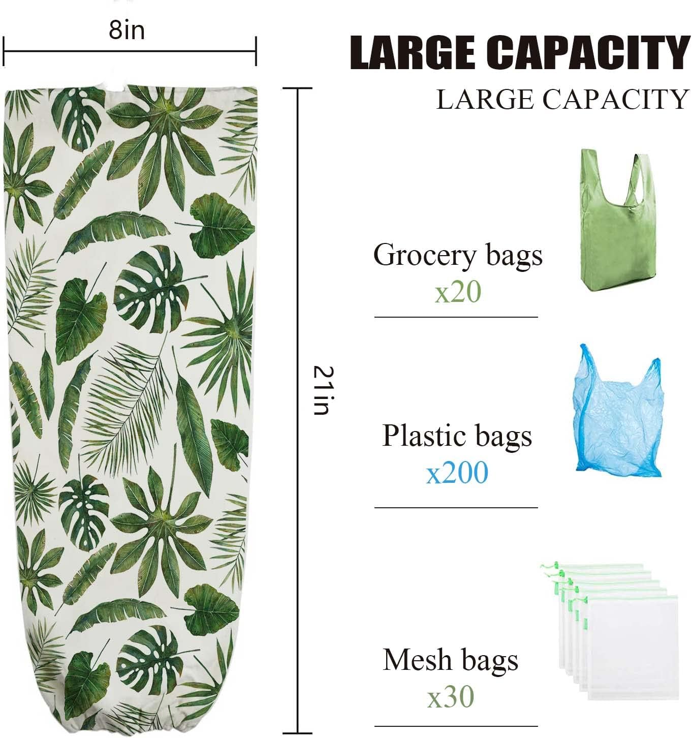 Bonito soporte para bolsas de plástico, hojas verdes, dispensador de bolsas de comestibles, organizador de bolsas de compras, regalos para