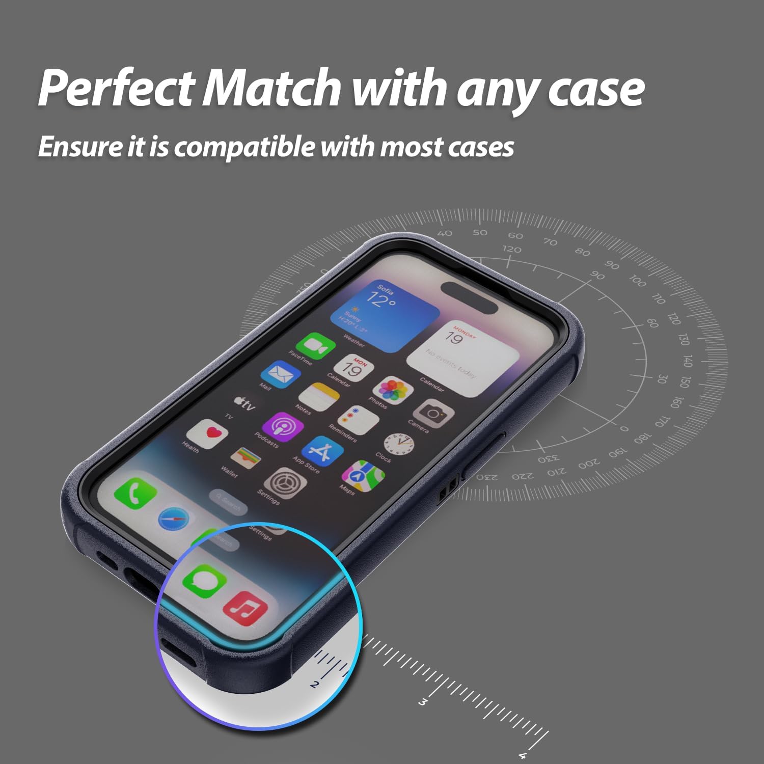 DOME GLASS Whitestone – Protector de pantalla compatible con iPhone 15 Pro Max kit fácil de instalar, protector de pantalla para teléfono