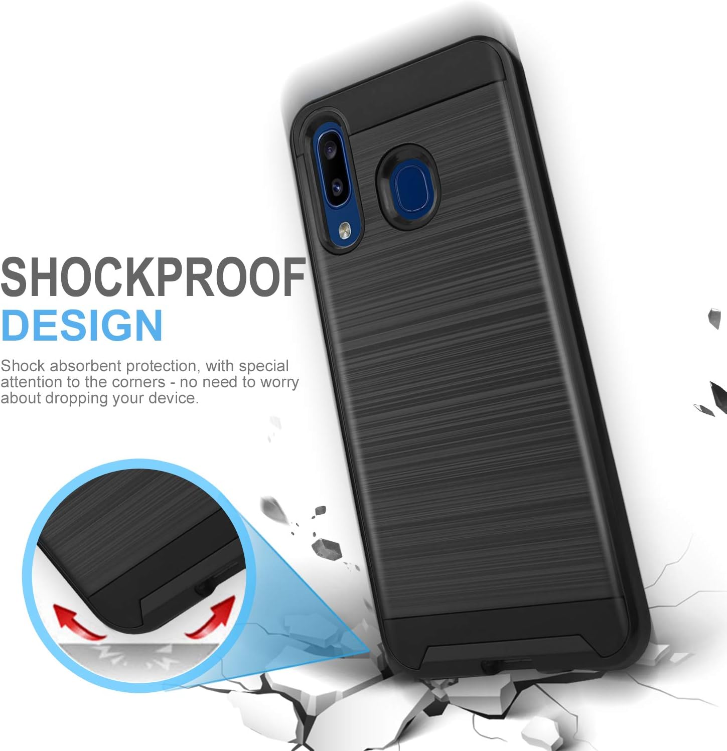 TJS Funda para teléfono compatible con Alcatel 3V 20195032W (no compatible con Alcatel 3V 2018), híbrida a prueba de golpes con acabado metálico con