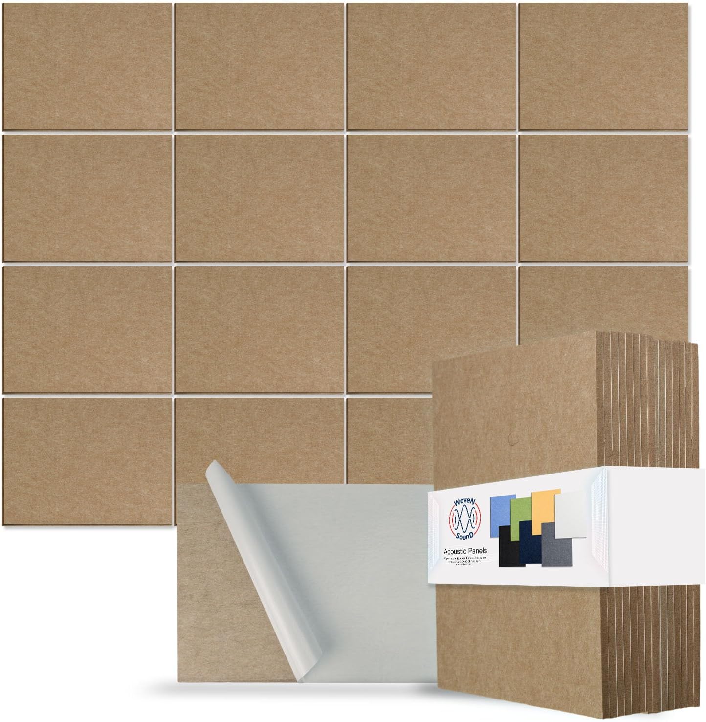 WoveN SounD Panel acústico artístico, gran decoración de pared con amortiguación de sonido, 16 x 12 x 0.4 pulgadas, panel decorativo de pared